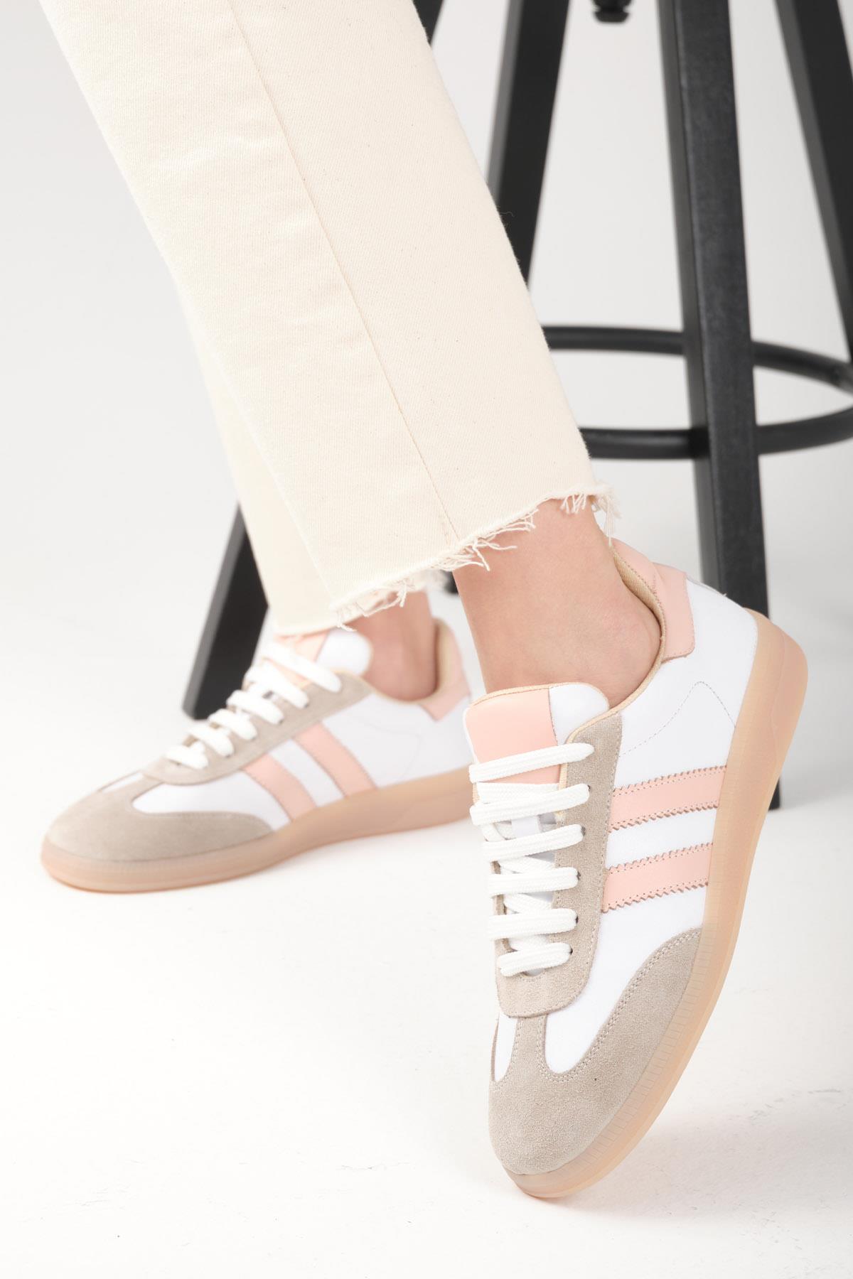 Tindra Hakiki Deri Pudra Şeritli Spor Ayakkabı