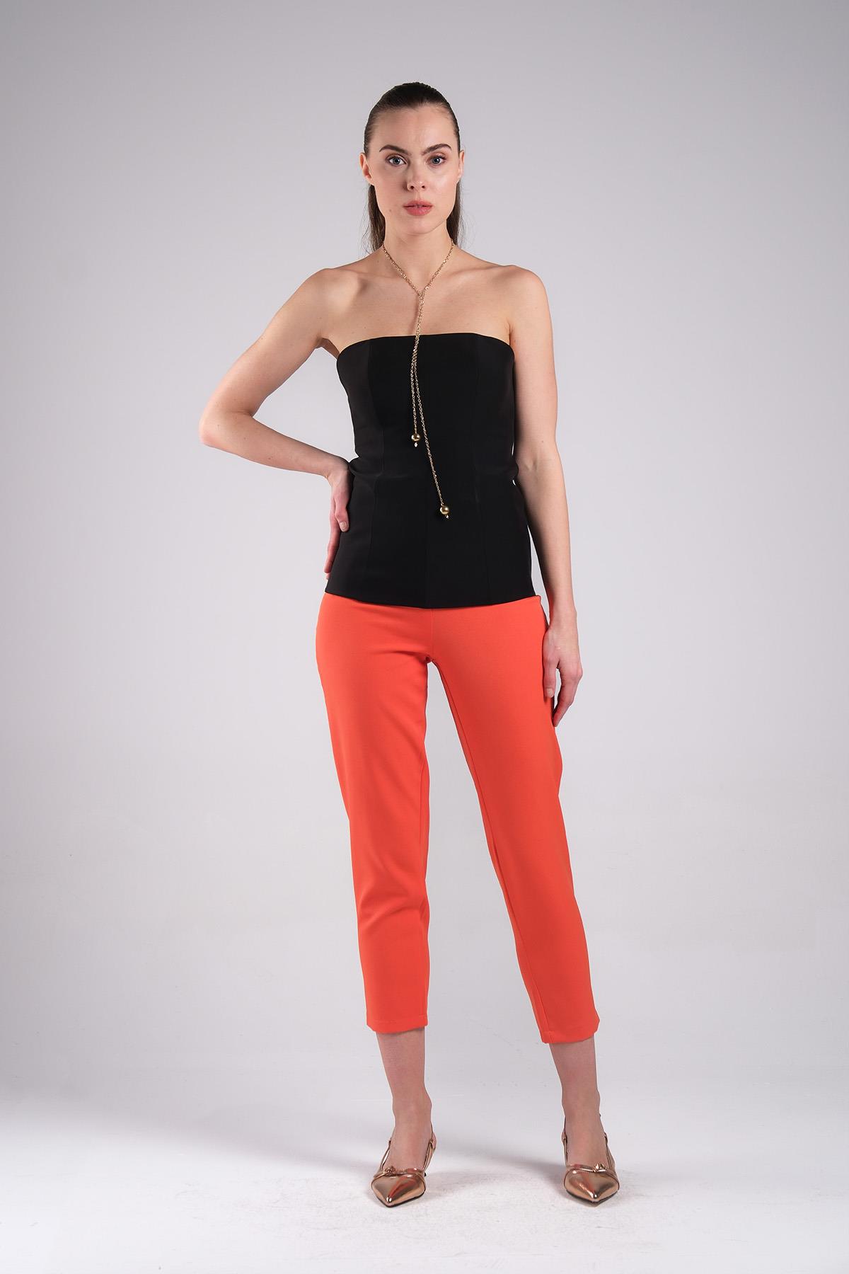 MIOROPA Turuncu Renk Düz Paça Pantalon