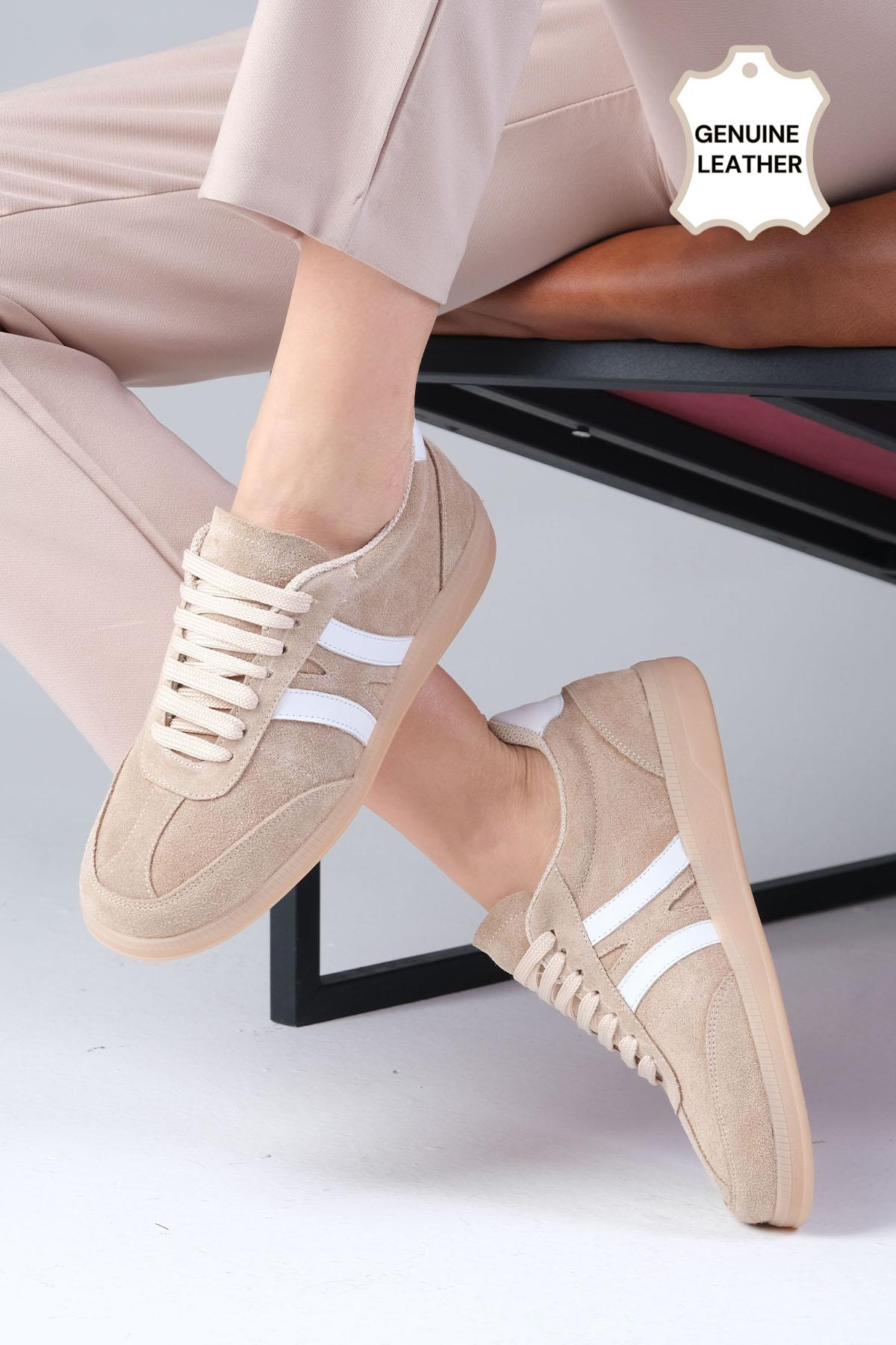 Valda Hakiki Süet Bej Renk Spor Ayakkabı