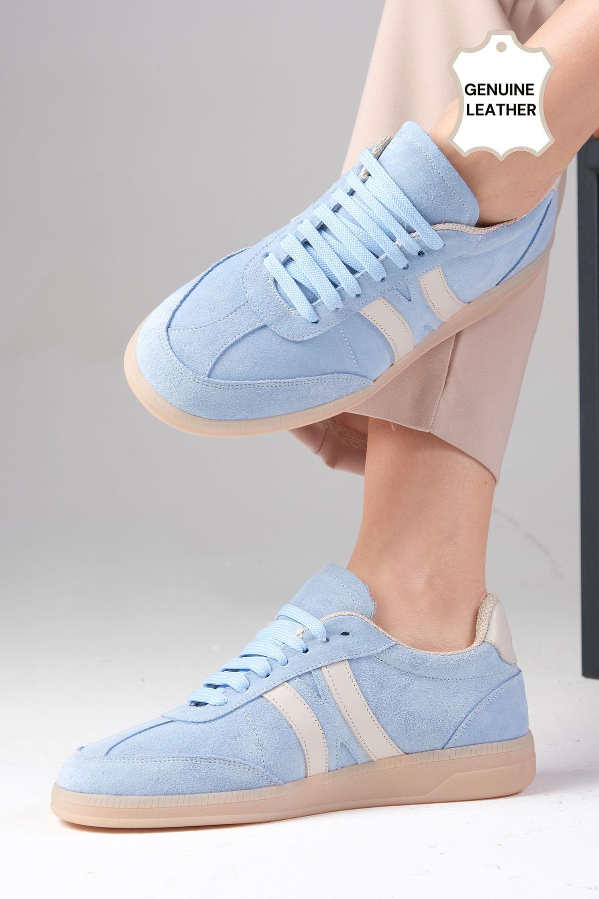 Valda Hakiki Süet Mavi Renk Spor Ayakkabı