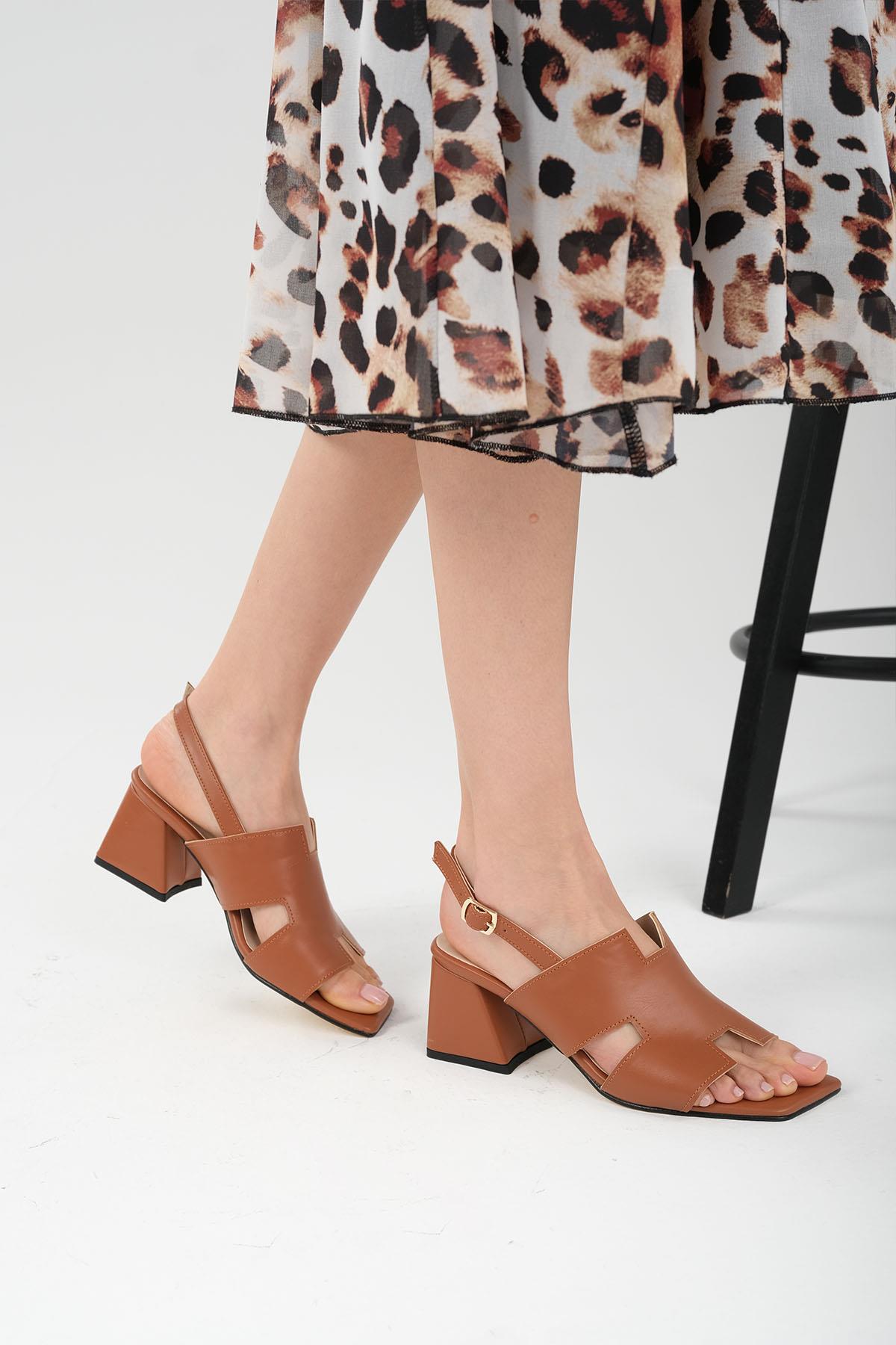 Verena Taba Renk Topuklu Sandalet