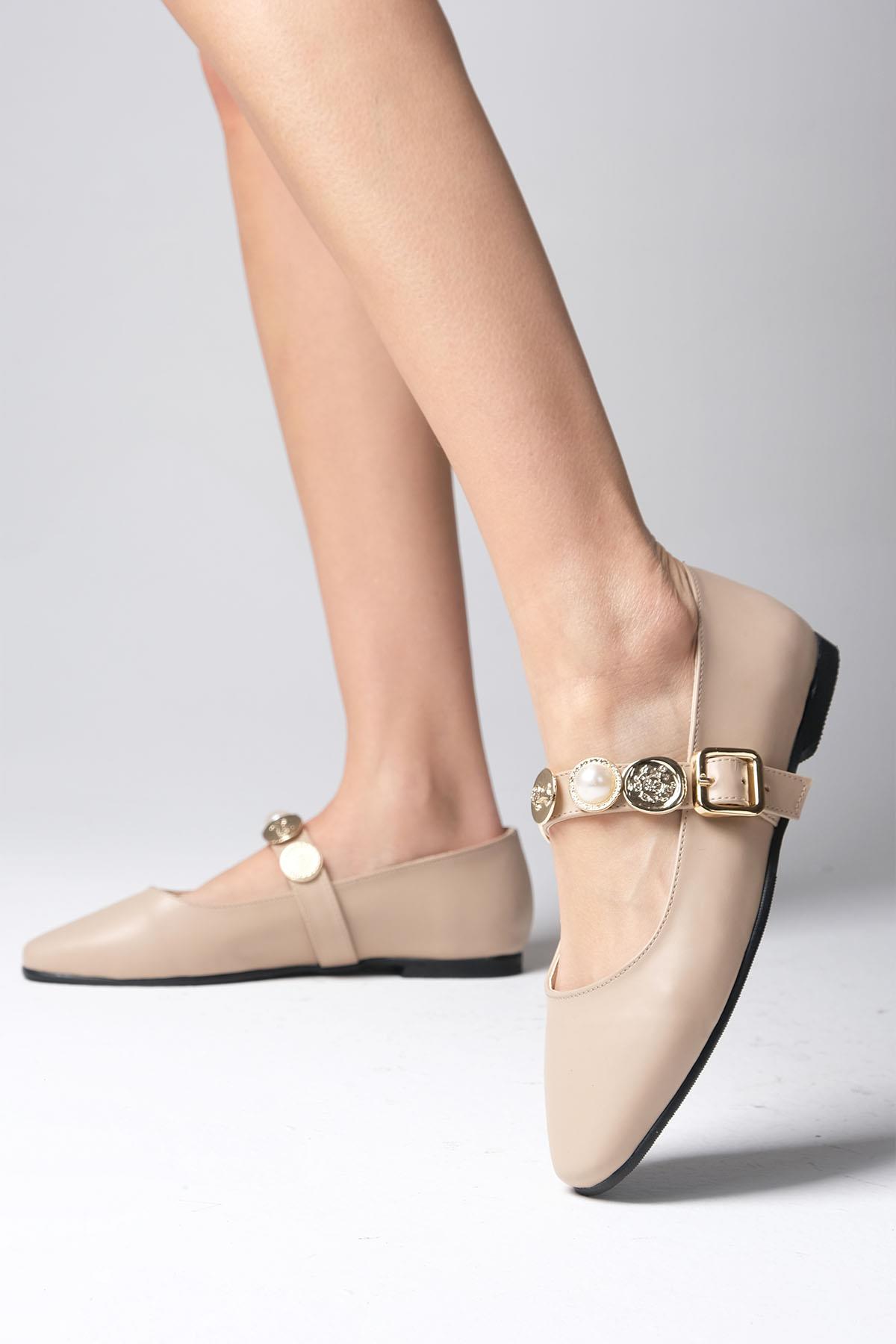 Victoria Ten Renk Toka Detaylı Küt Burunlu Babet