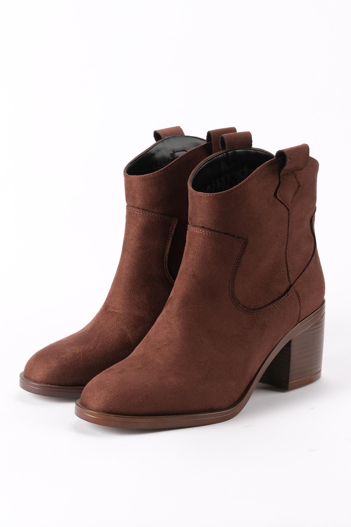 Alessia Western Kahverengi Topuklu Bot