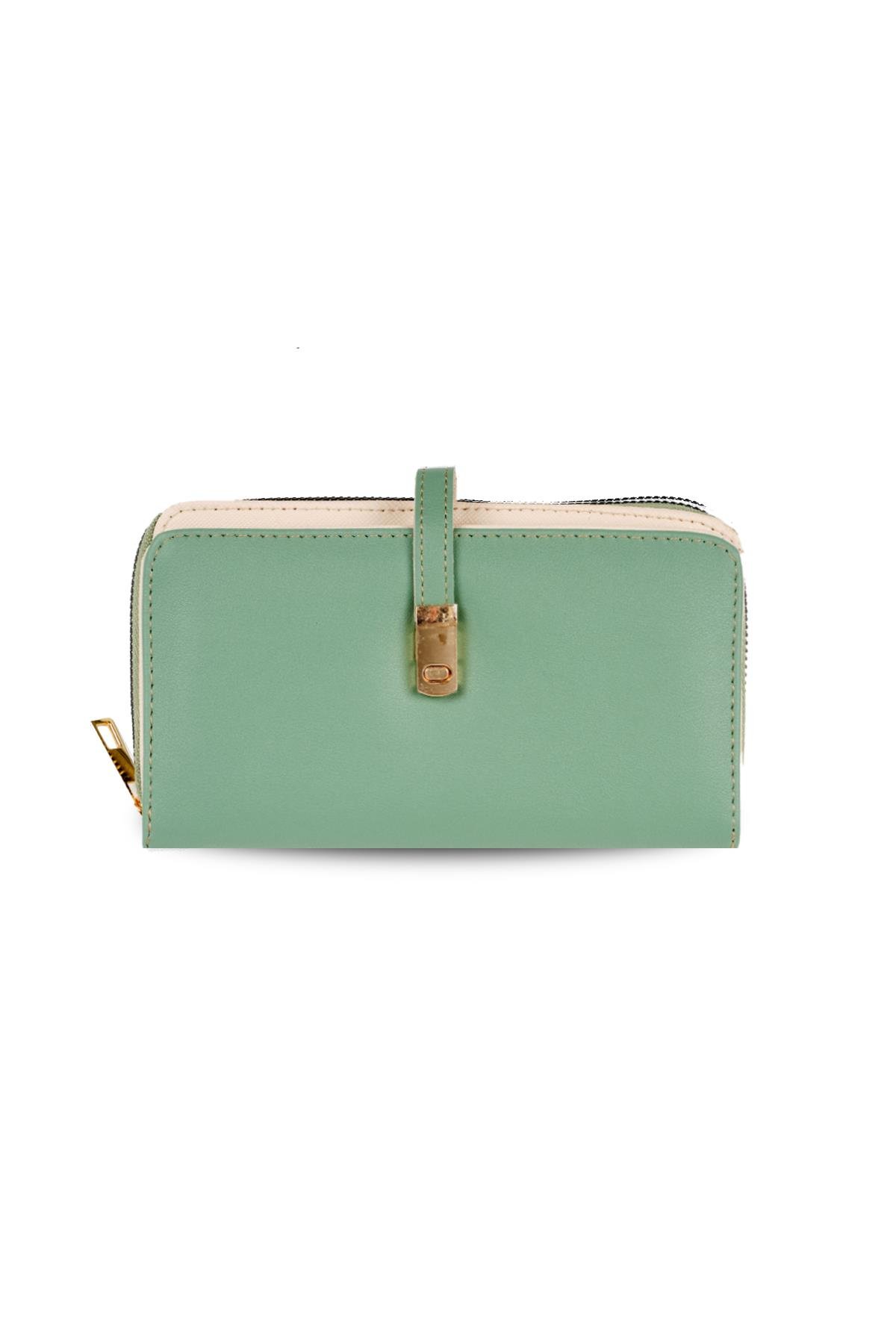 Yeşil Renk Fermuarlı Cüzdan 