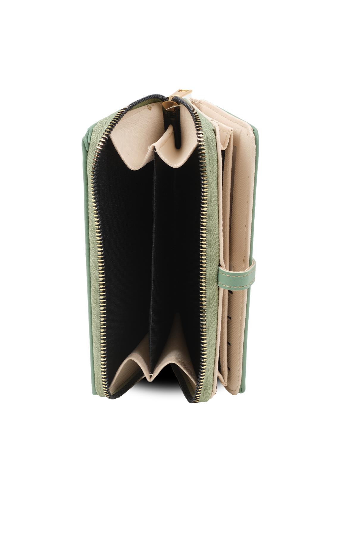 Yeşil Renk Fermuarlı Cüzdan 