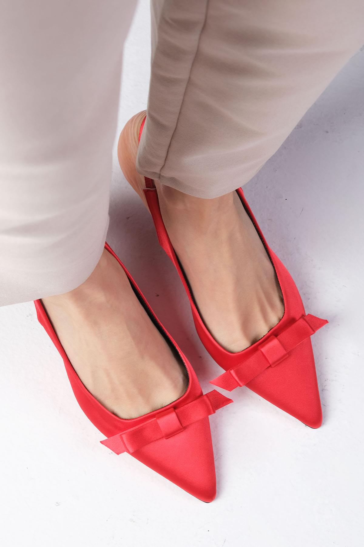 Zelda Kırmızı Renk Topuklu Ayakkabı