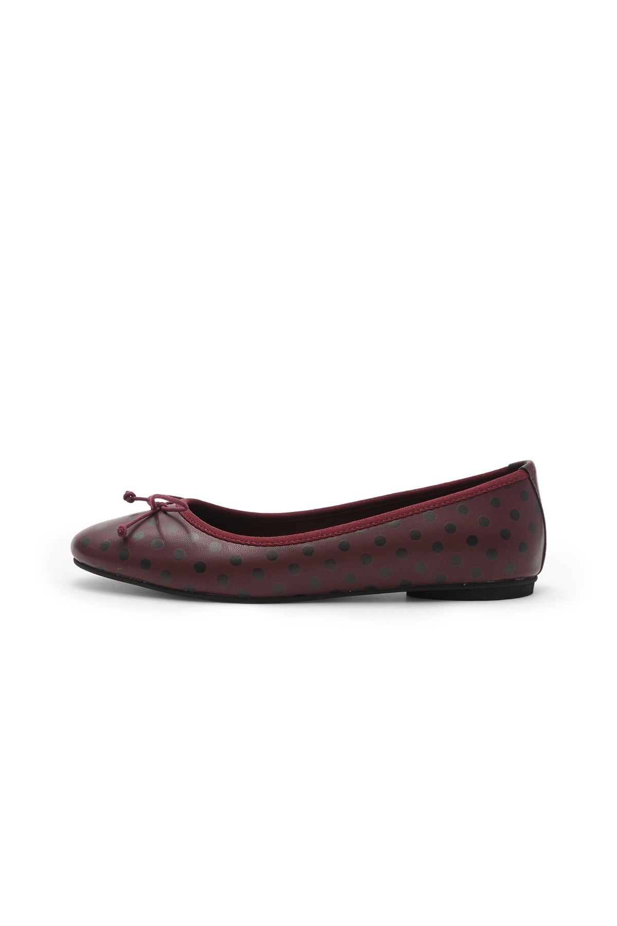 Bordo Renk Puantiye Desenli Babet