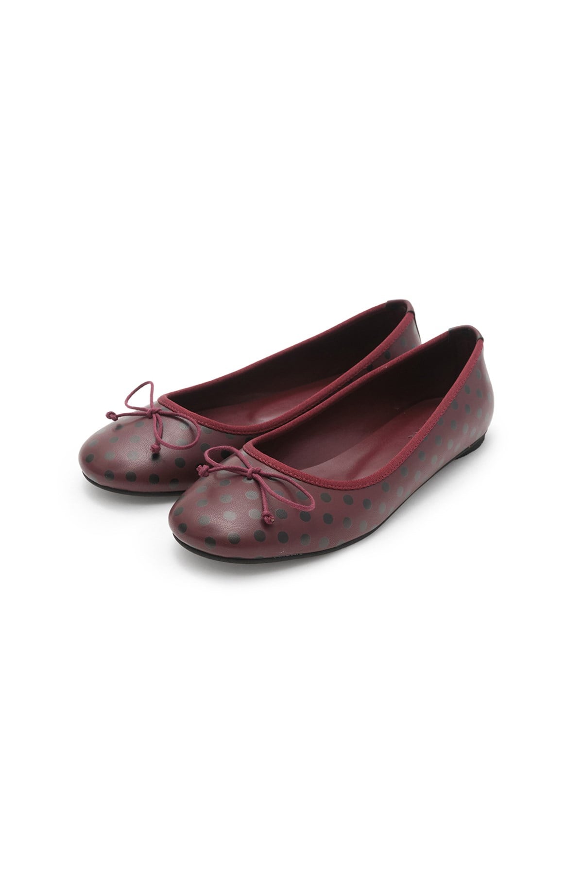 Bordo Renk Puantiye Desenli Babet