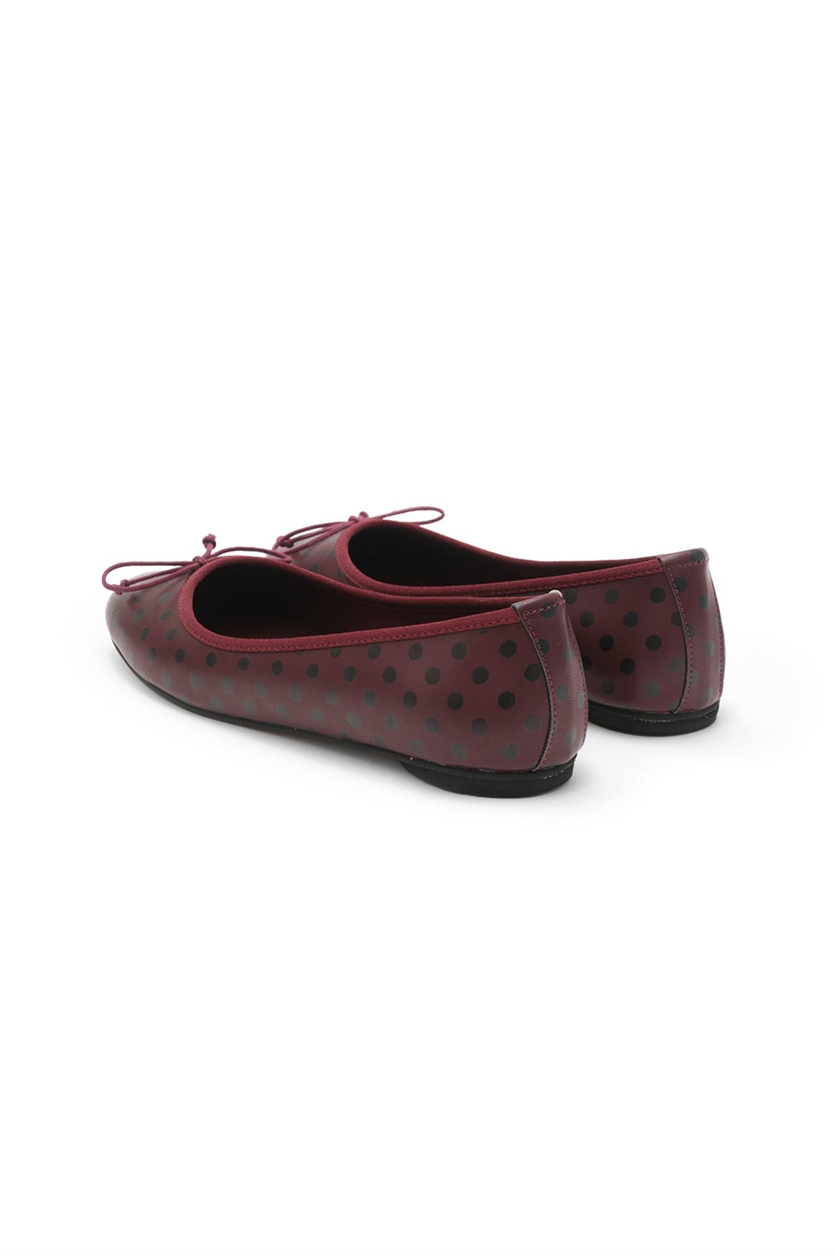 Bordo Renk Puantiye Desenli Babet