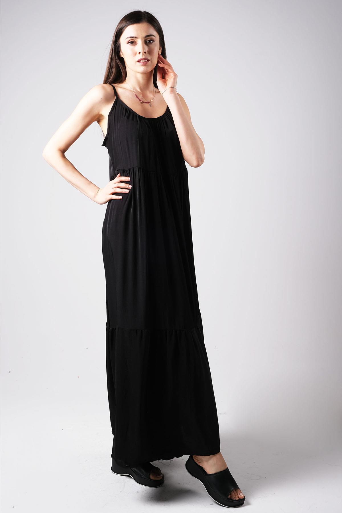 MIOROPA  Askılı Salaş Siyah Elbise