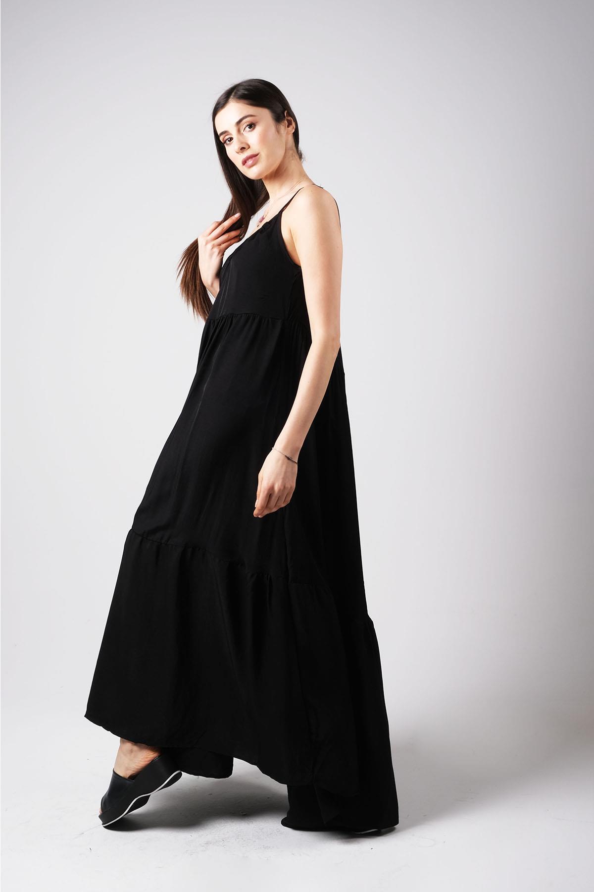 MIOROPA  Askılı Salaş Siyah Elbise