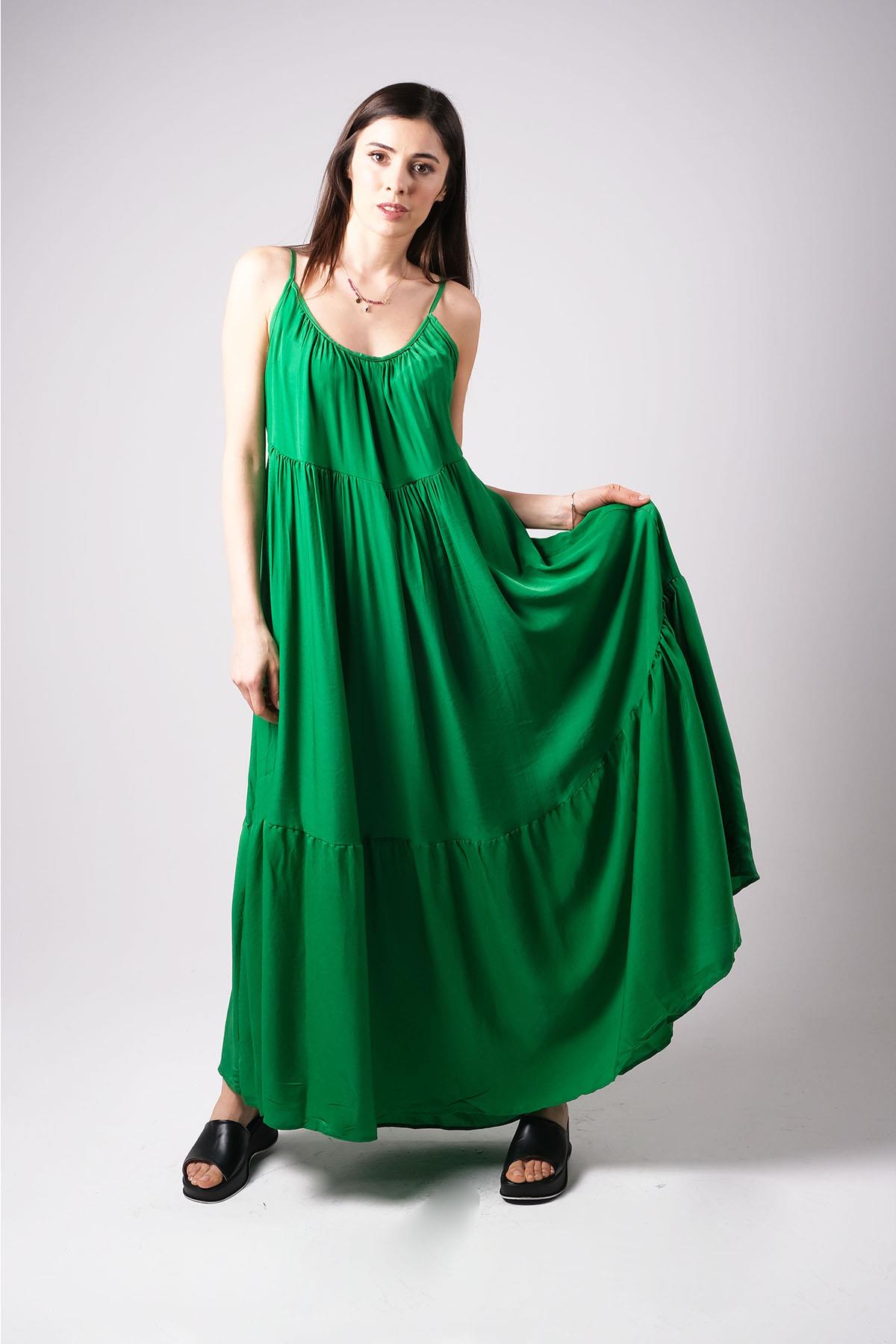 MIOROPA  Askılı Salaş Yeşil Elbise