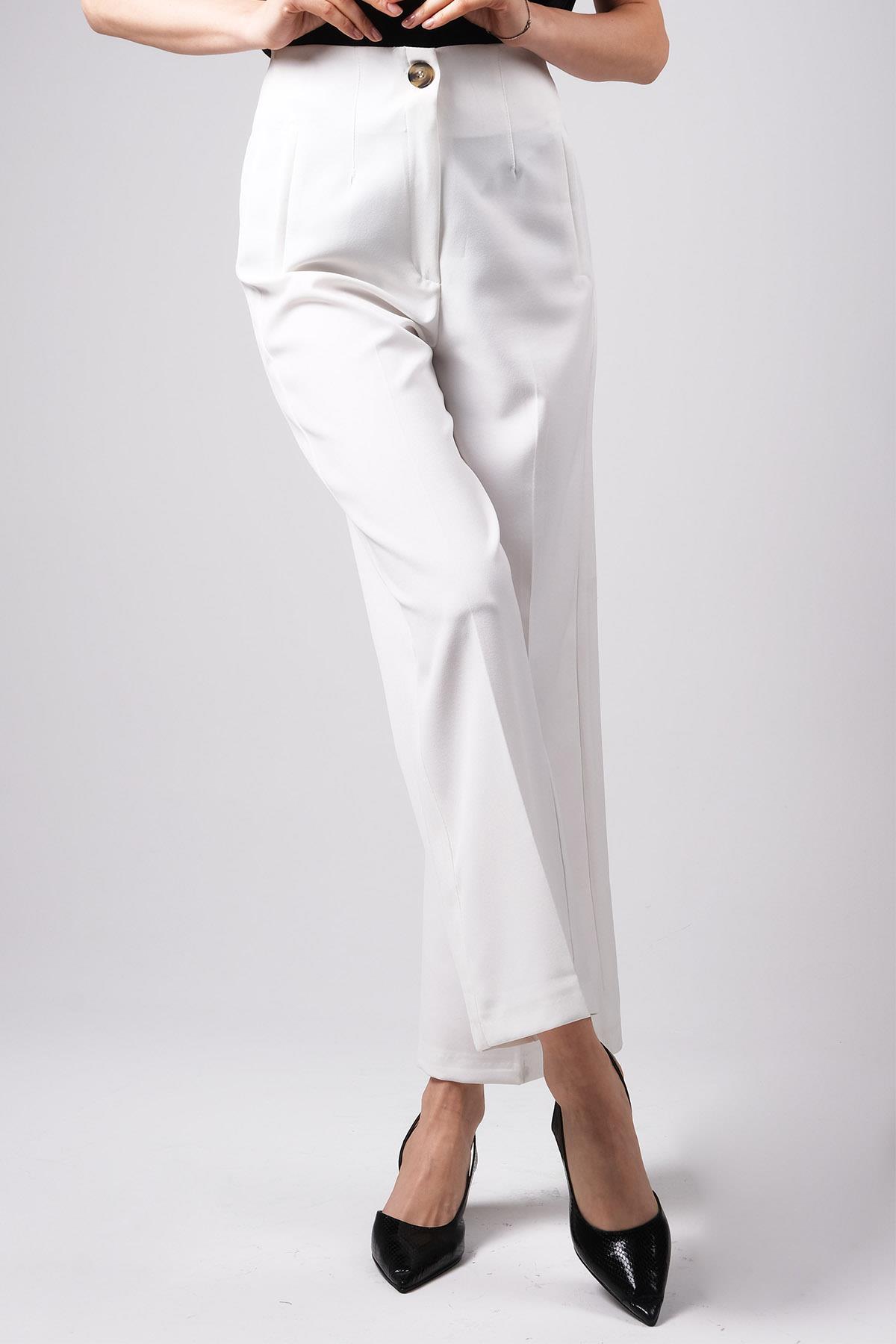 MIOROPA Ekru Renk Bol Paça Kumaş Pantolon