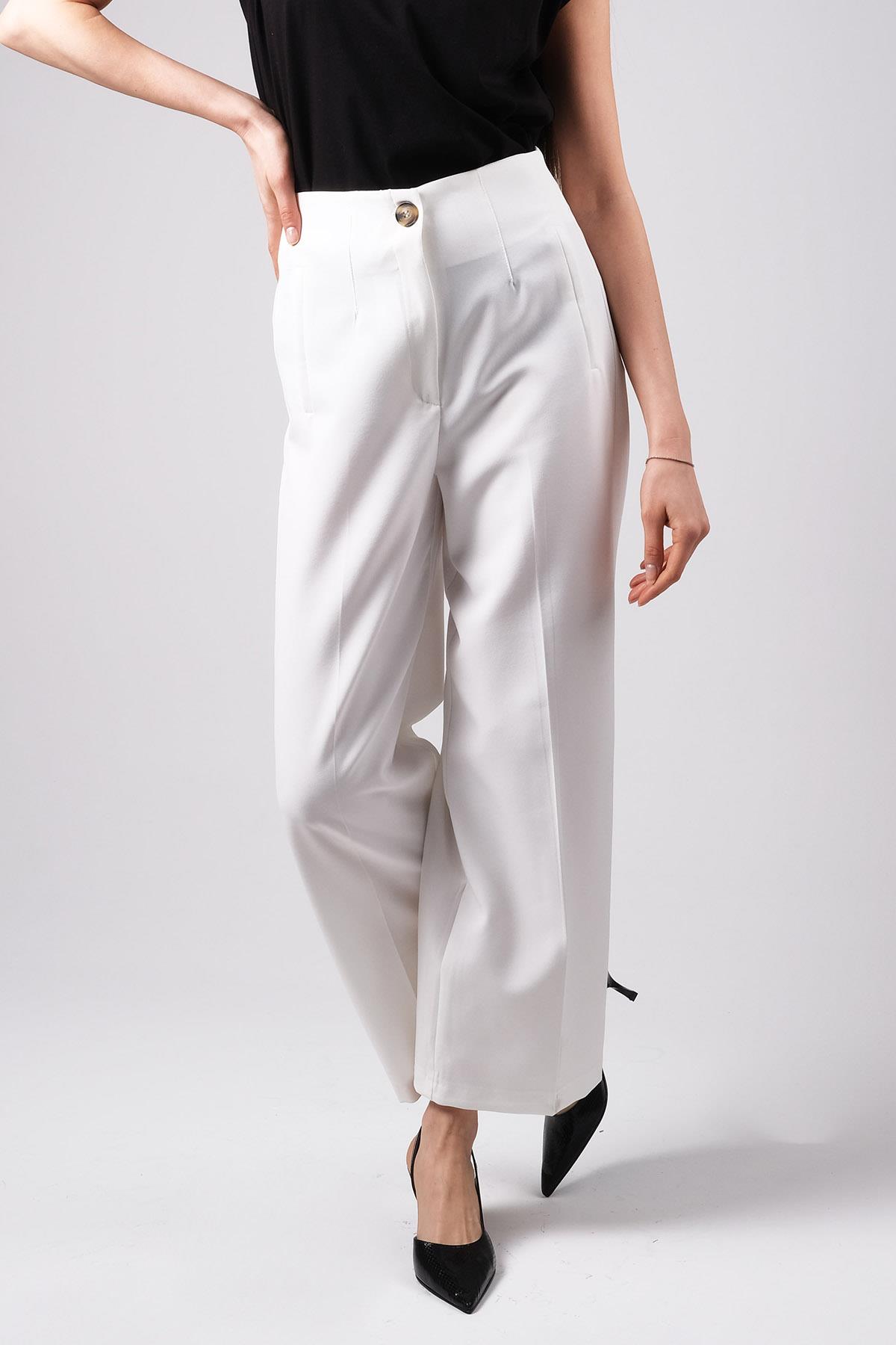 MIOROPA Ekru Renk Bol Paça Kumaş Pantolon