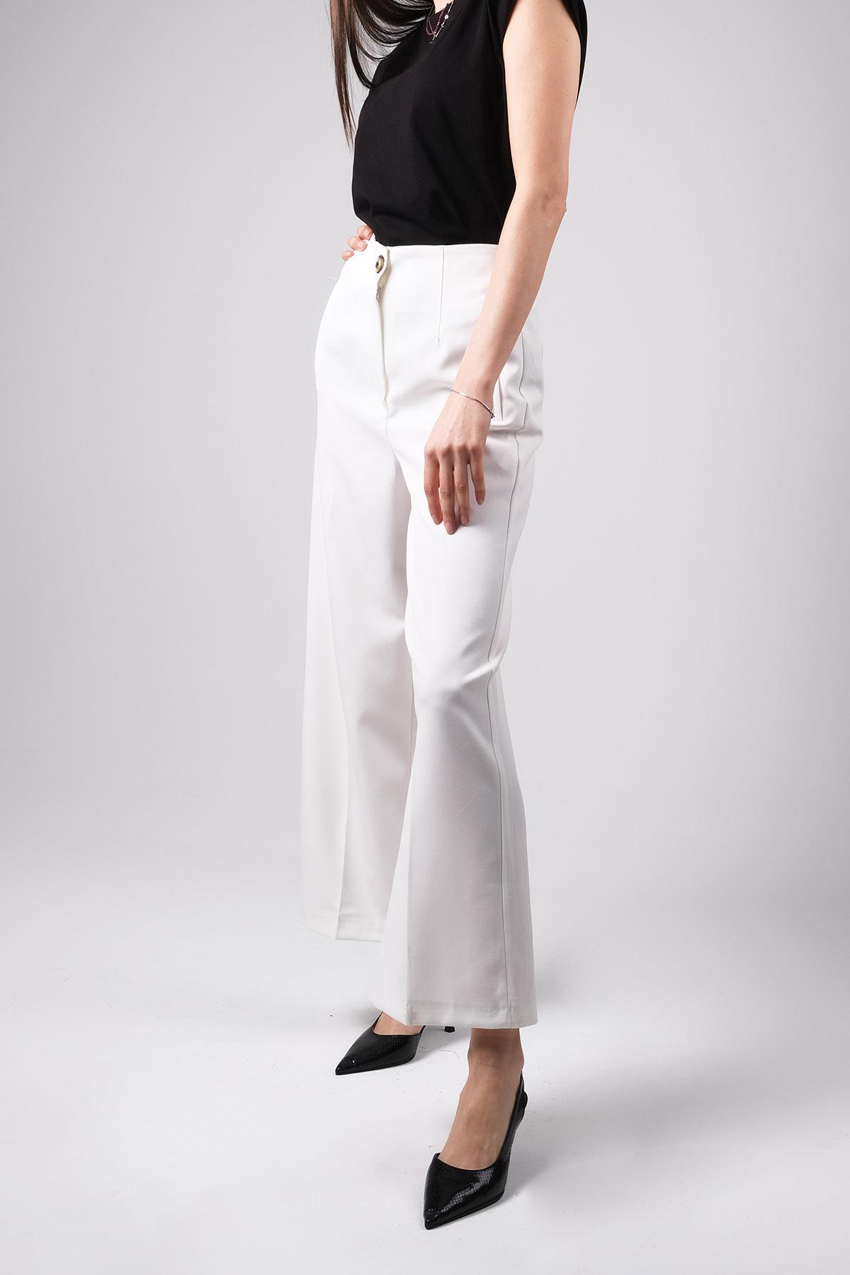 MIOROPA Ekru Renk Bol Paça Kumaş Pantolon