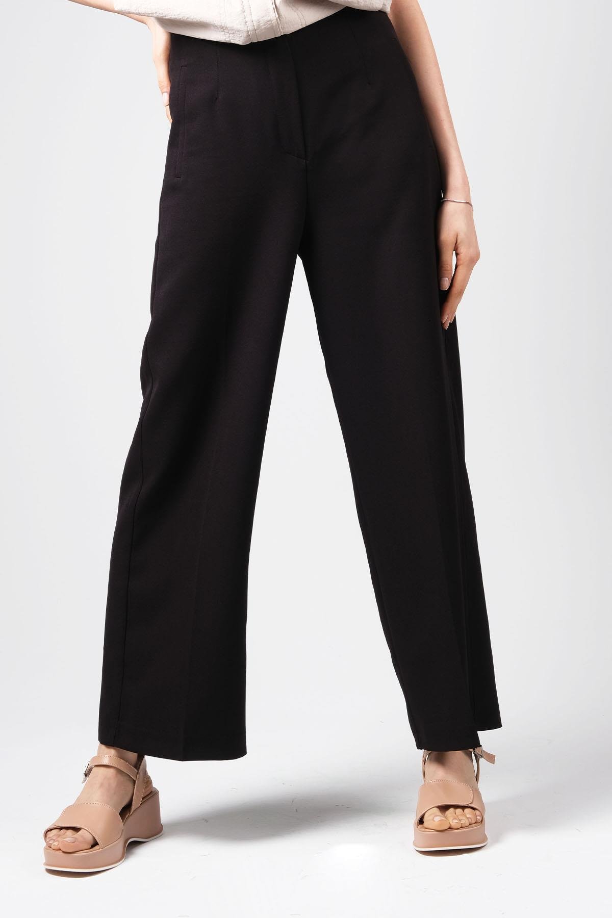 MIOROPA Siyah Renk Bol Paça Kumaş Pantolon