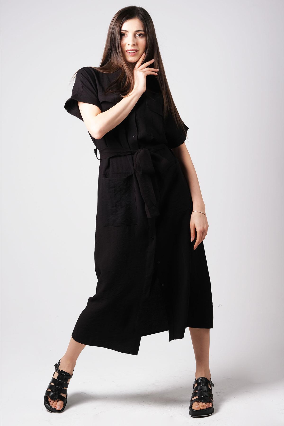 MIOROPA Siyah Renk Cepli Gömlek Elbise