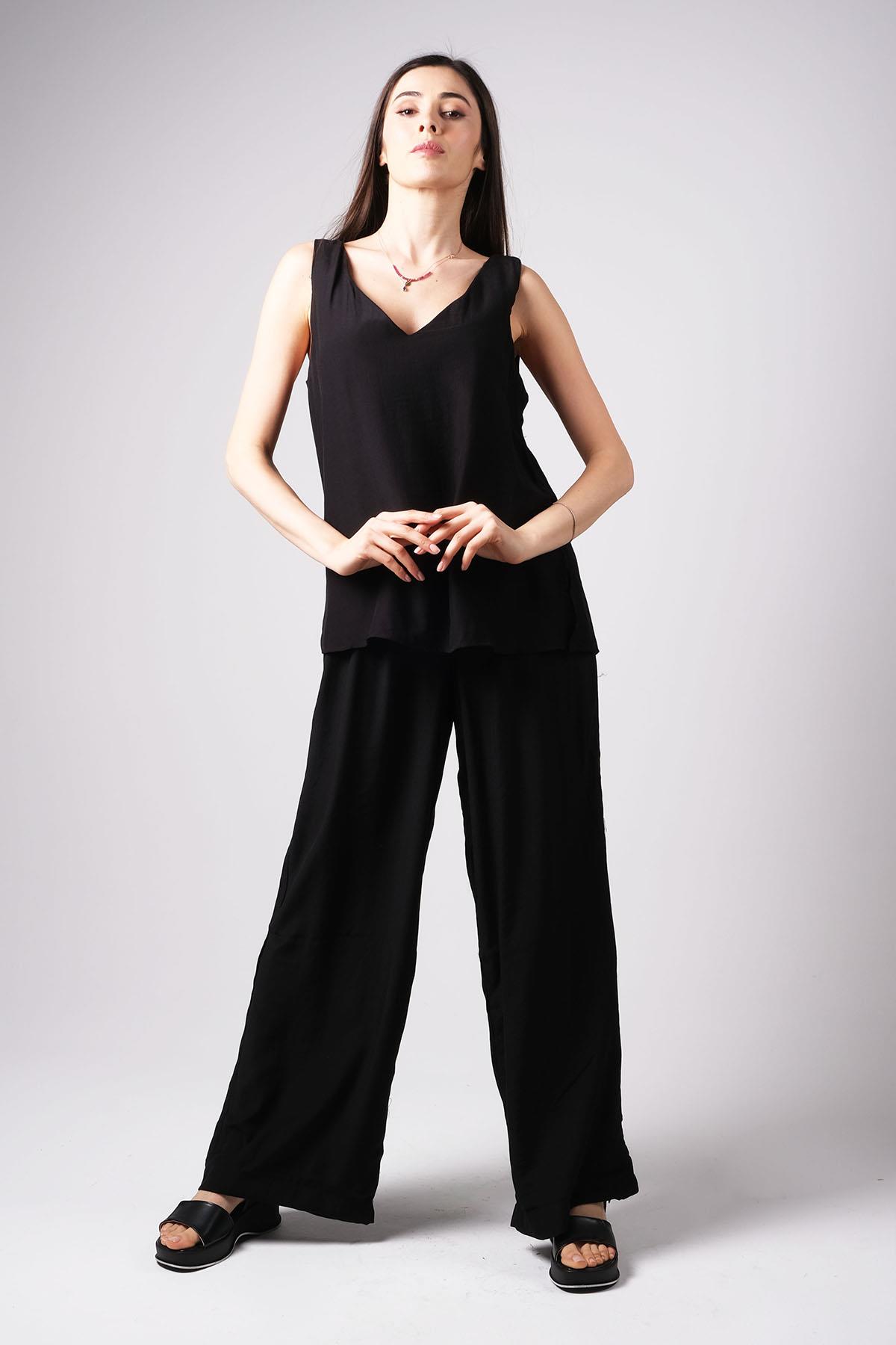 MIOROPA Siyah Renk V Yaka Salaş 2li Takım 