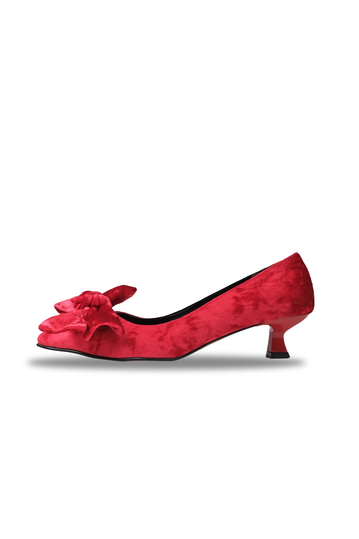 Molly Kırmızı Renk Kadife Topuklu Ayakkabı