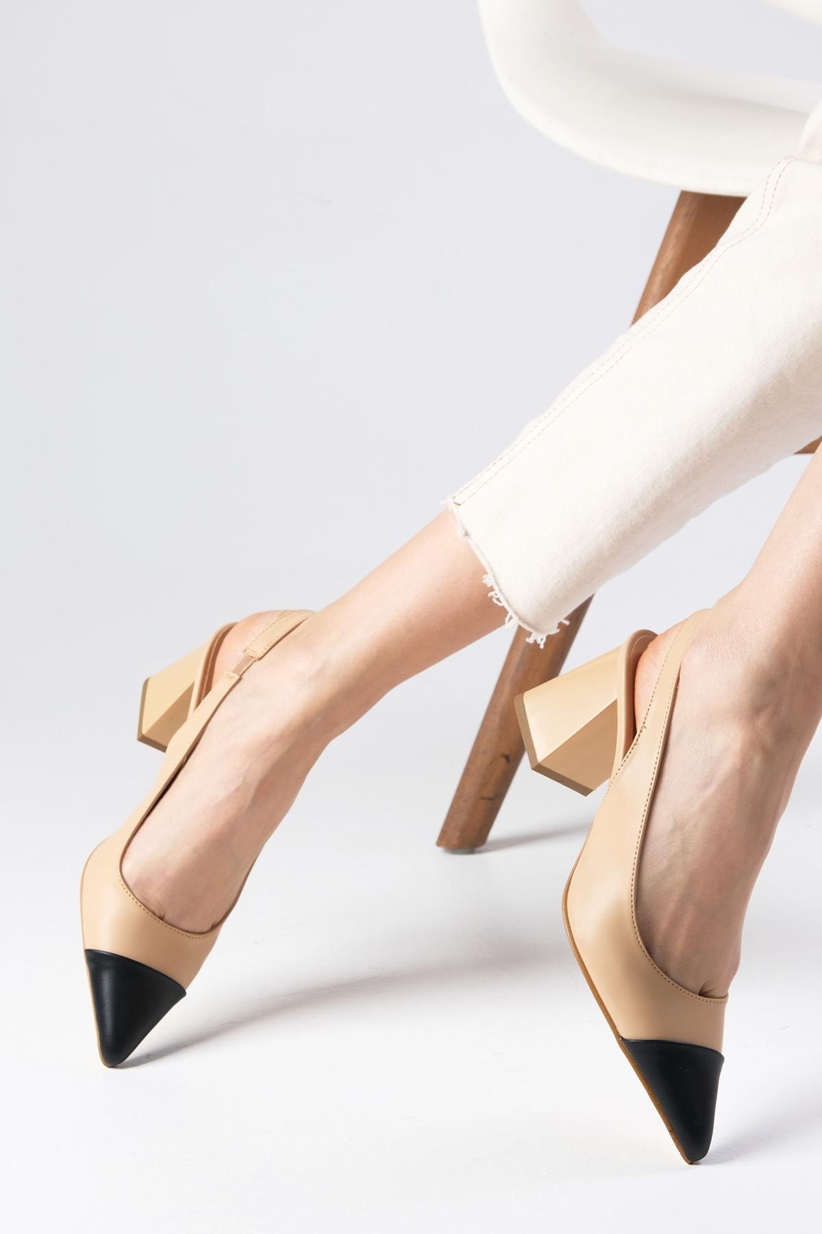 Natalie Ten Rengi Arkası Açık Topuklu Ayakkabı