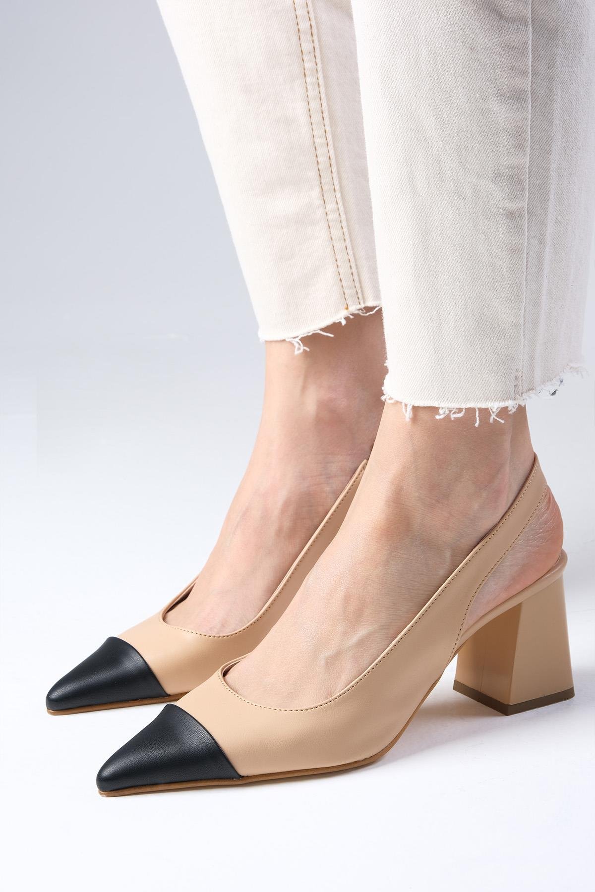 Natalie Ten Rengi Arkası Açık Topuklu Ayakkabı