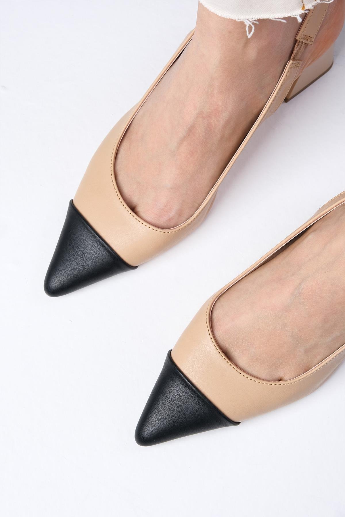 Natalie Ten Rengi Arkası Açık Topuklu Ayakkabı