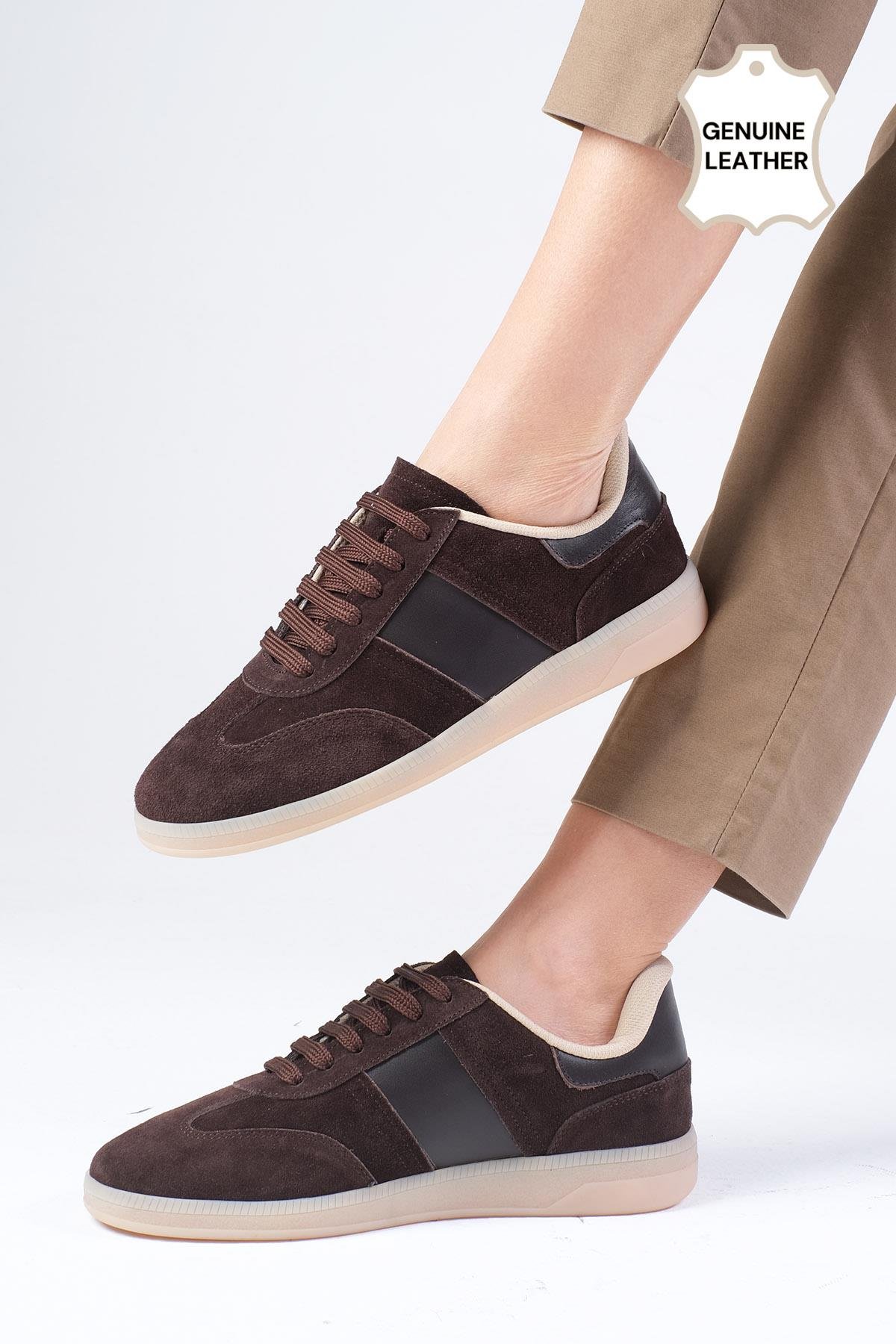 Nicole Hakiki Süet Kahverengi Spor Ayakkabı