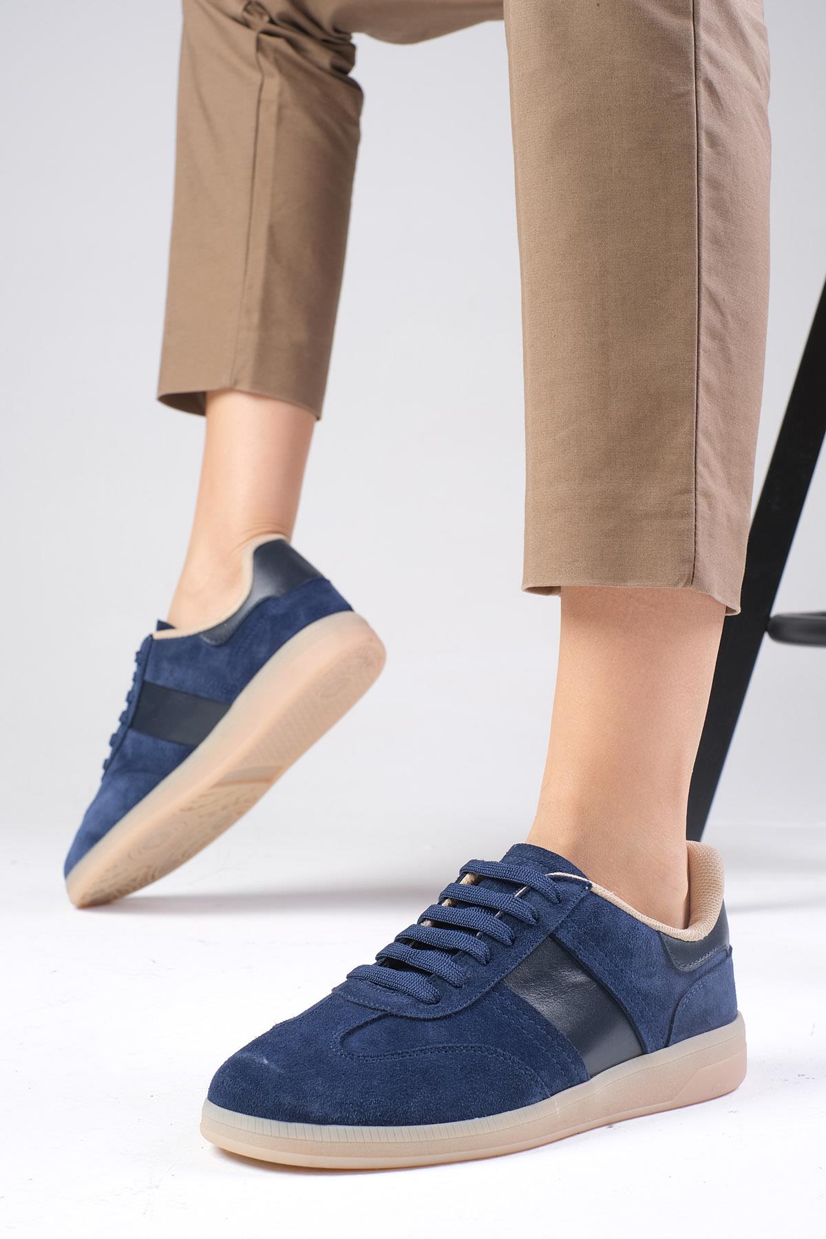 Nicole Hakiki Süet Lacivert Renk Spor Ayakkabı