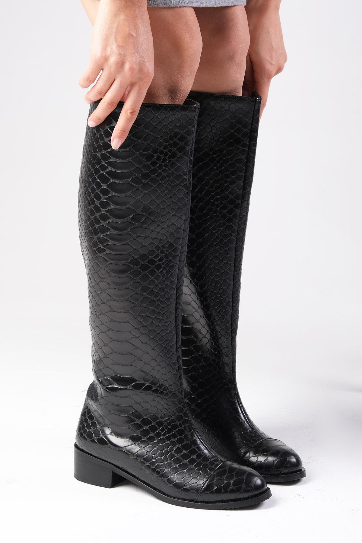 Parley Siyah Renk Krokodil Baskılı Çizme