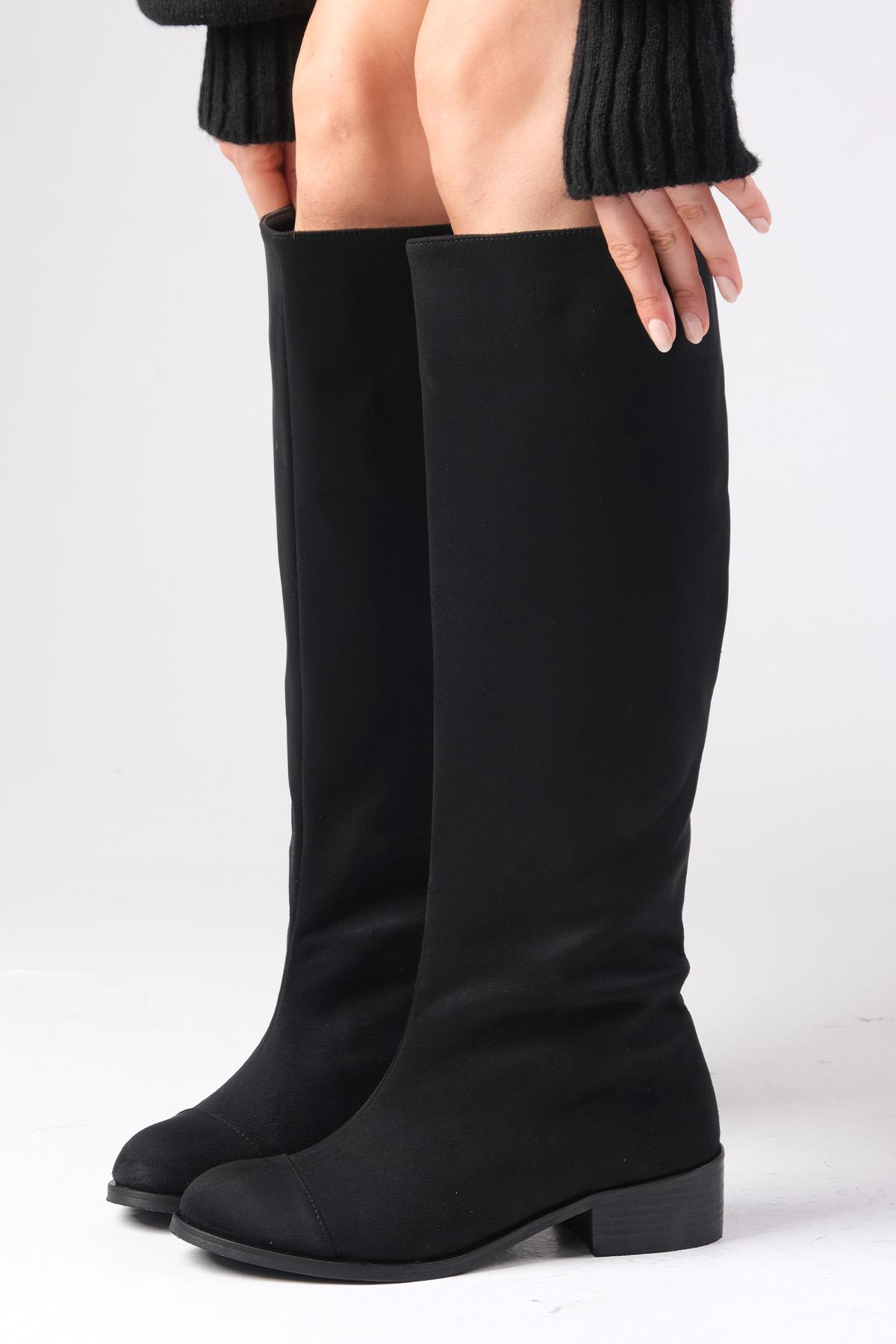 Parley Siyah Renk Süet Fermuarsız Çizme