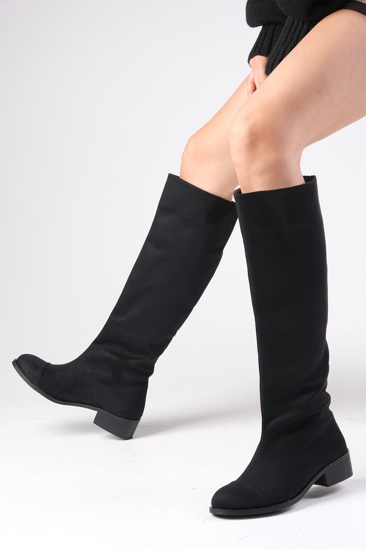 Parley Siyah Renk Süet Fermuarsız Çizme