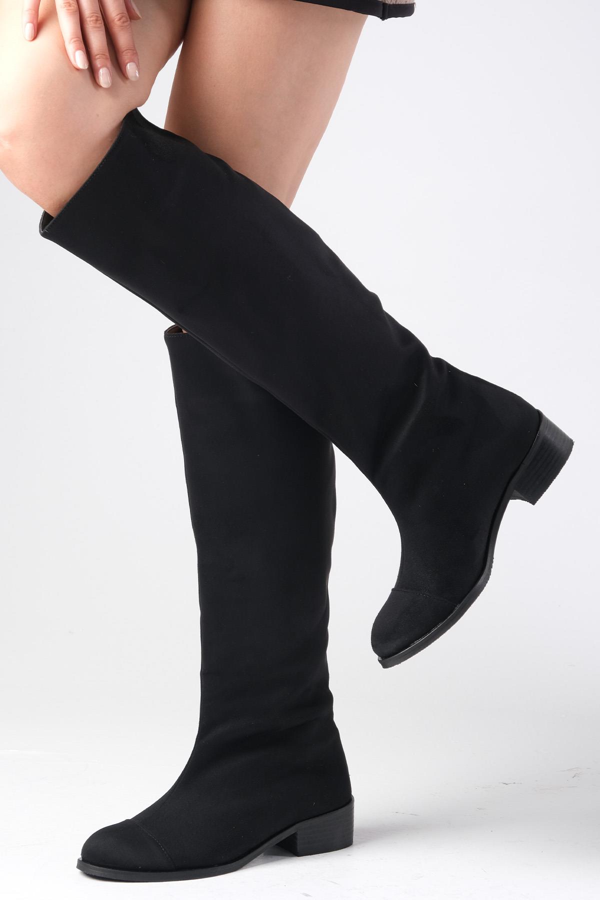 Parley Siyah Renk Süet Fermuarsız Çizme