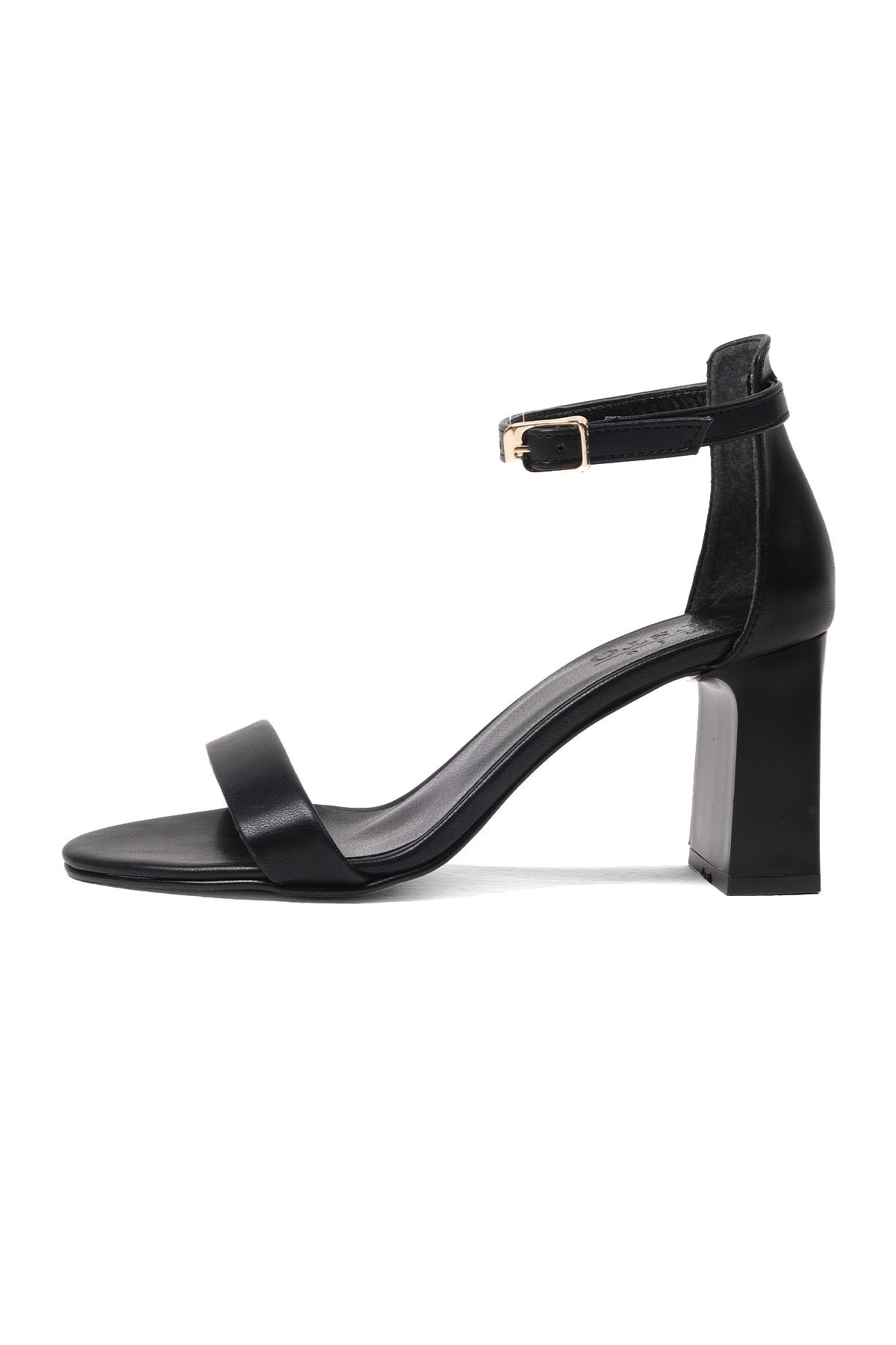 Paulina Siyah Renk Topuklu Sandalet