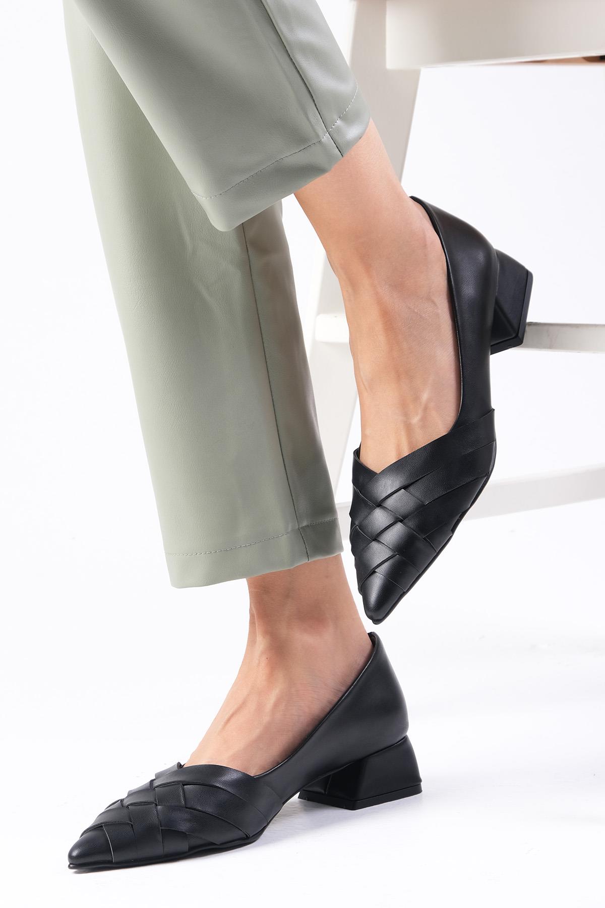 Peyton Siyah Renk Kısa Topuklu Ayakkabı