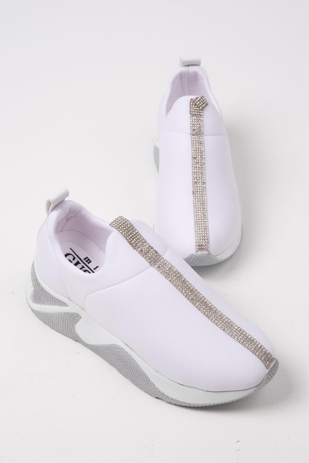 Remi Beyaz Renk Taş Şeritli Sneaker