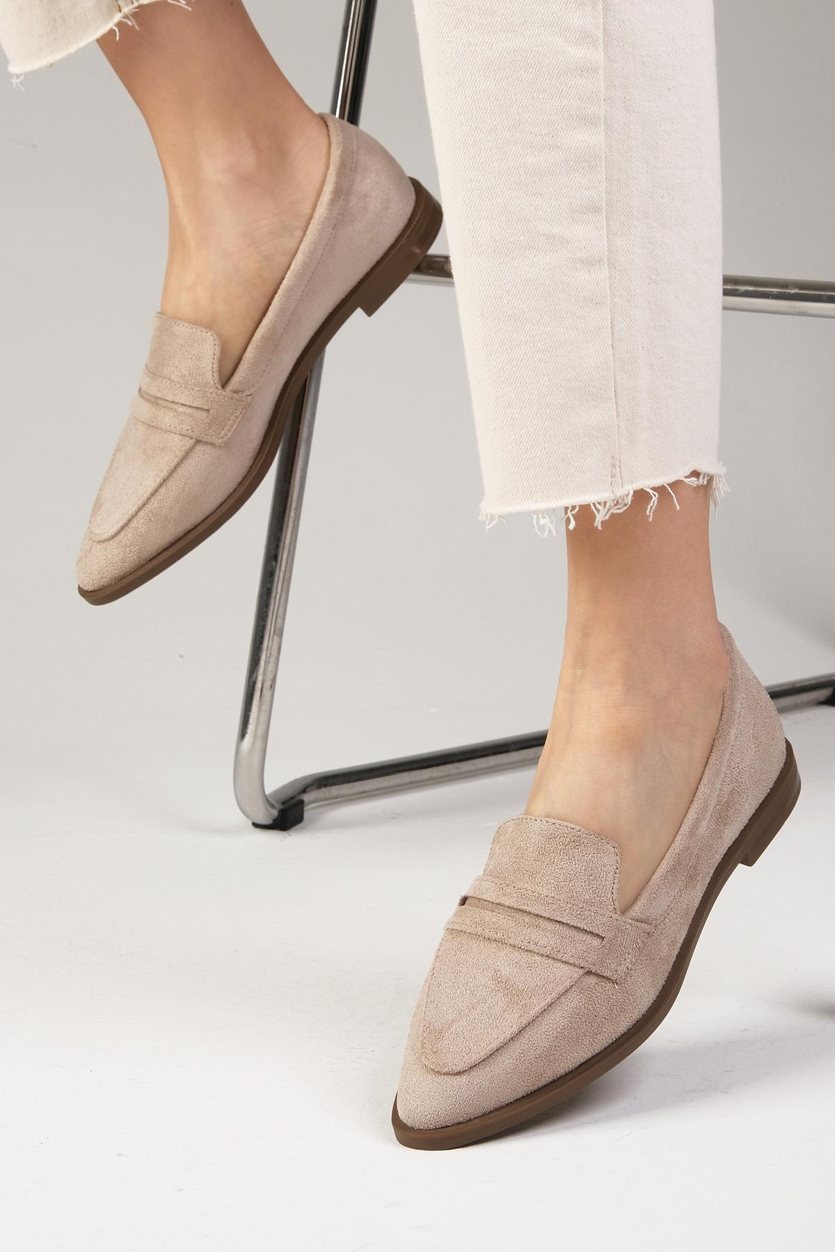 River Bej Süet Loafer Ayakkabı