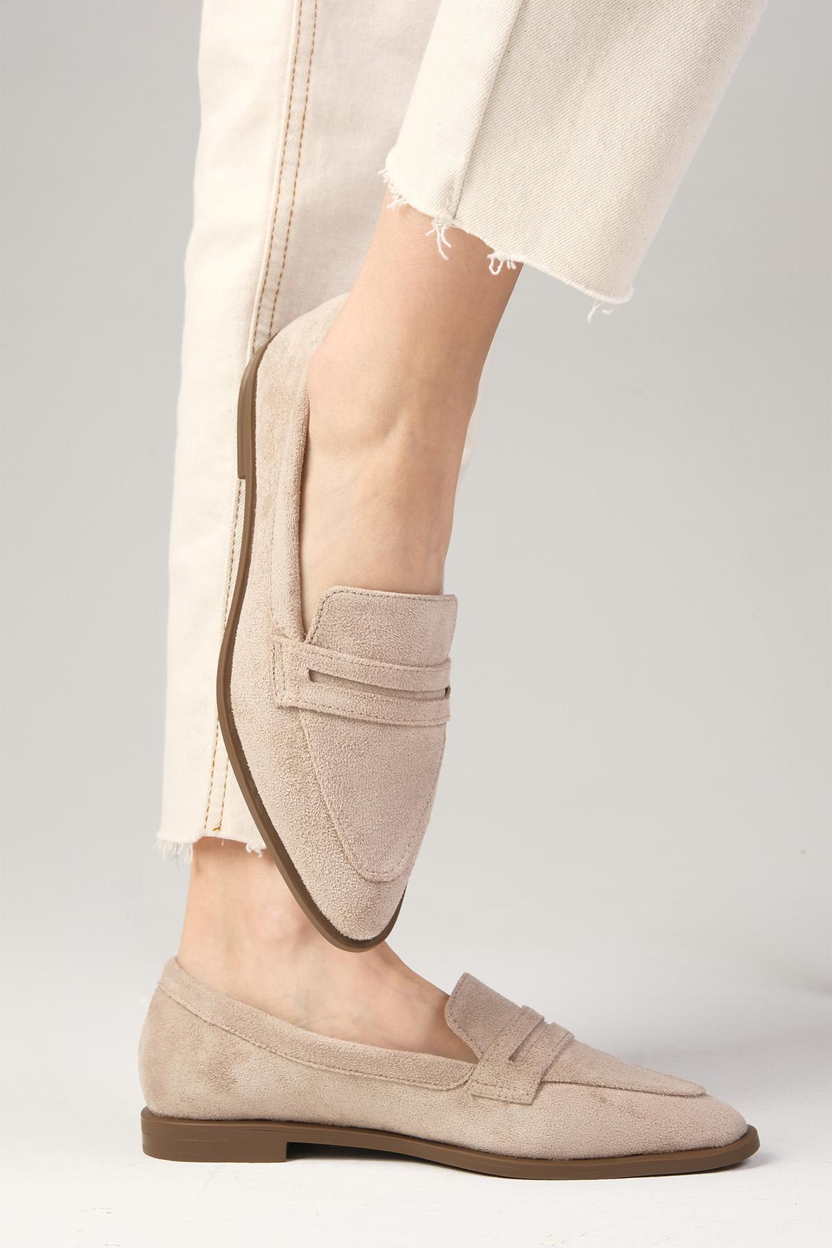 River Bej Süet Loafer Ayakkabı