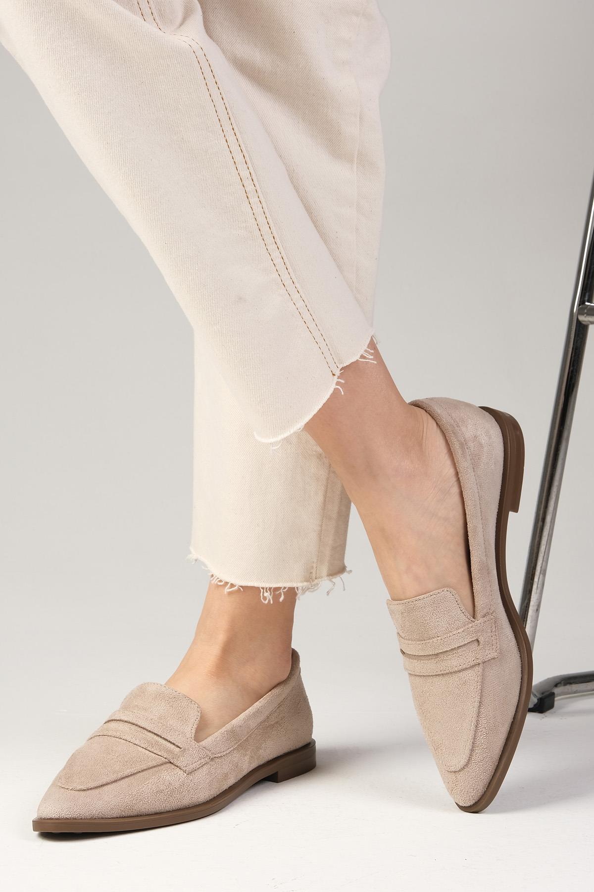 River Bej Süet Loafer Ayakkabı