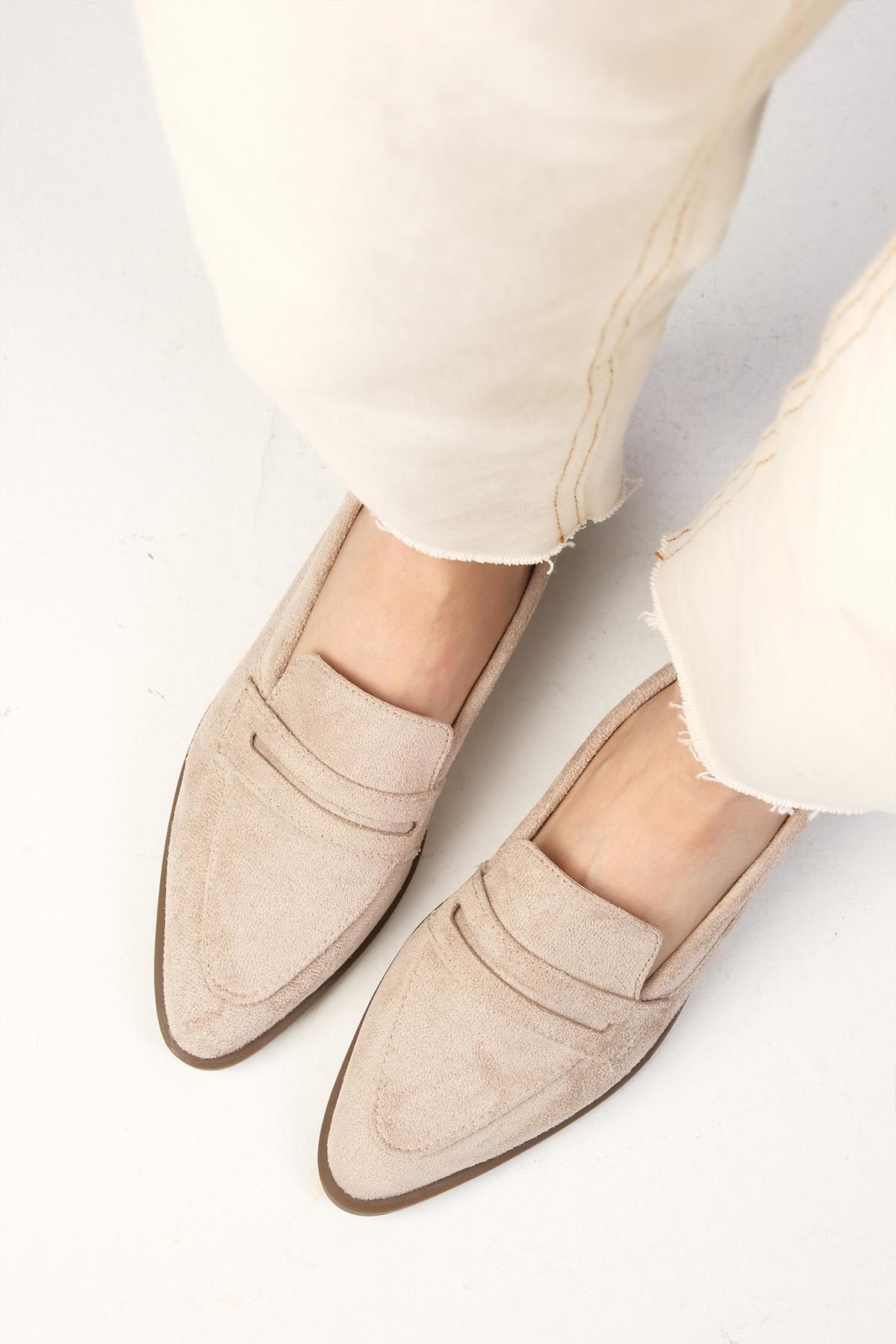 River Bej Süet Loafer Ayakkabı