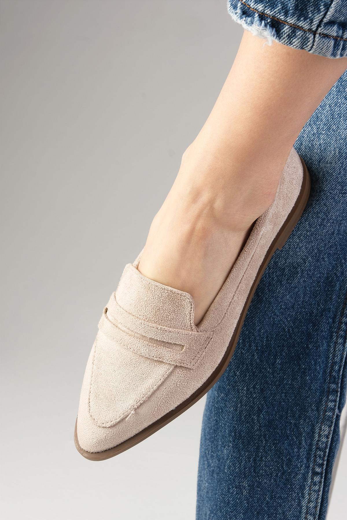 River Hakiki Süet Bej Loafer