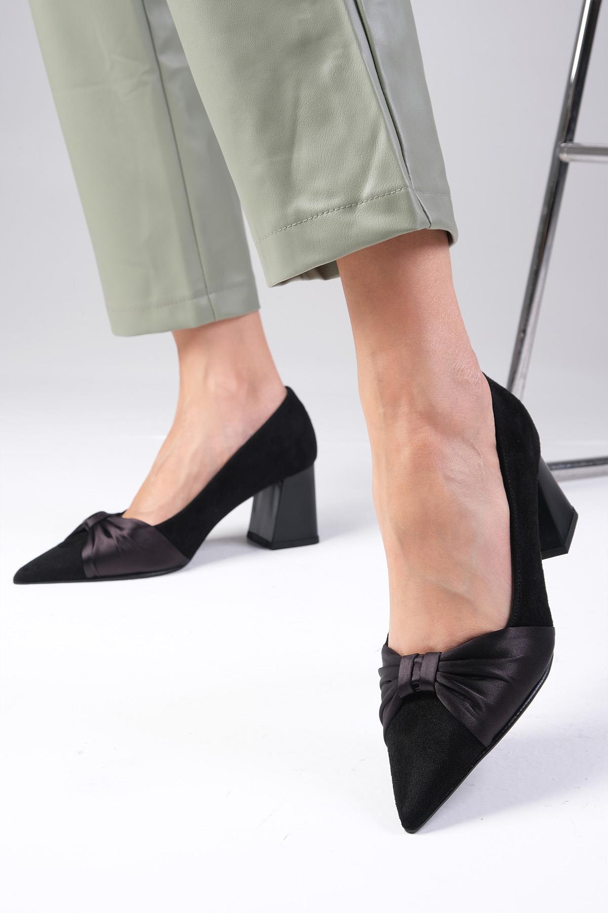 Rose Siyah Renk Topuklu Ayakkabı