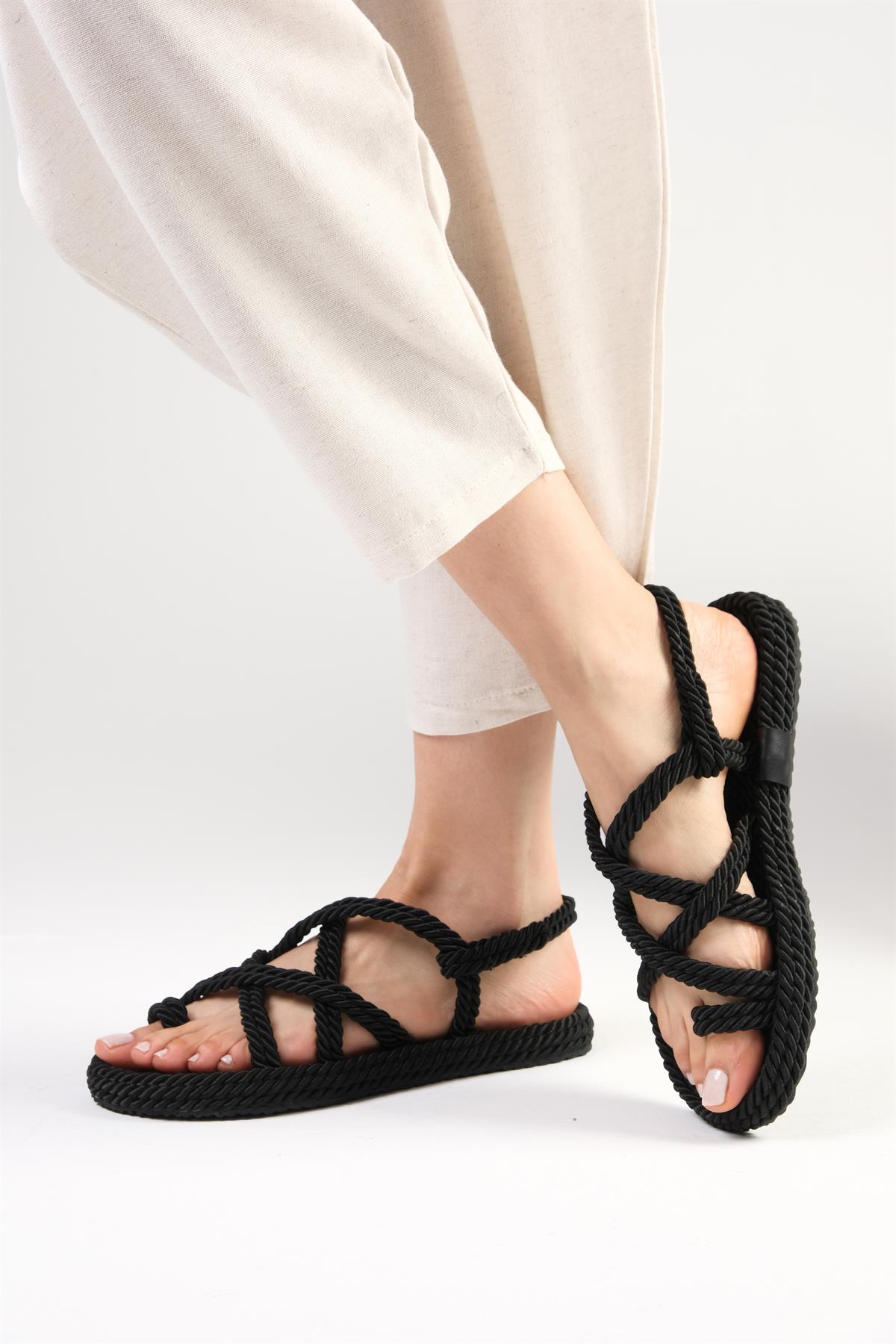 Samara Siyah Renk Halat Sandalet