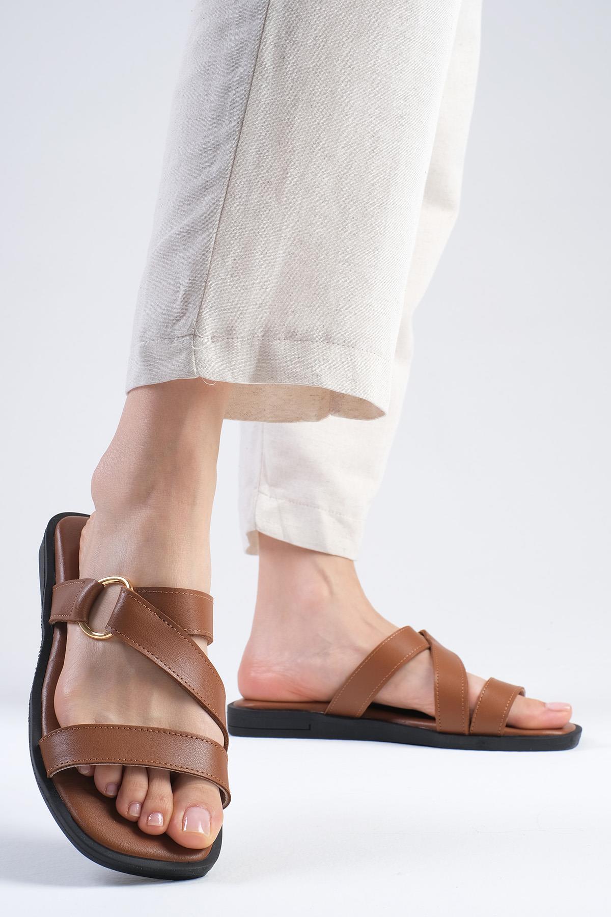 Savanna Hakiki Deri Taba Renk Terlik