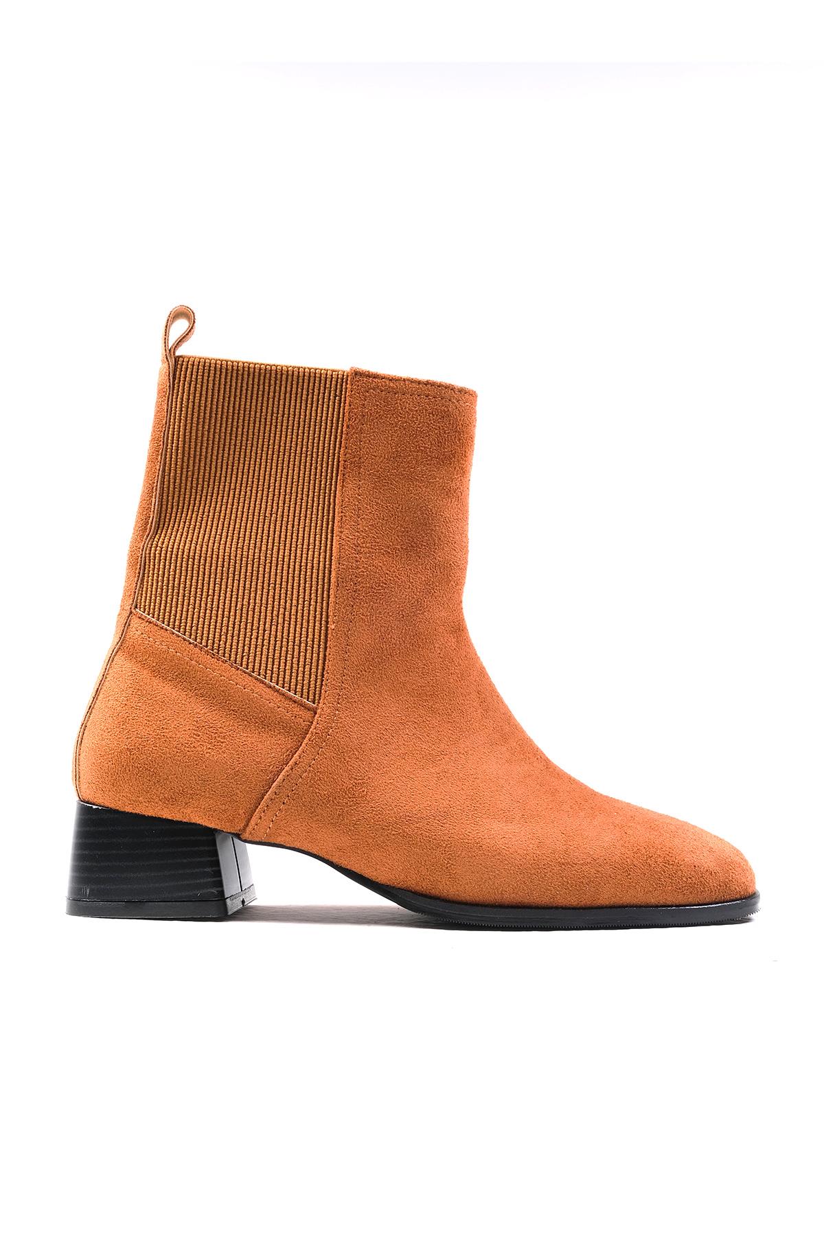 Shania Taba Renk Süet Küt Burunlu Lastikli Bot