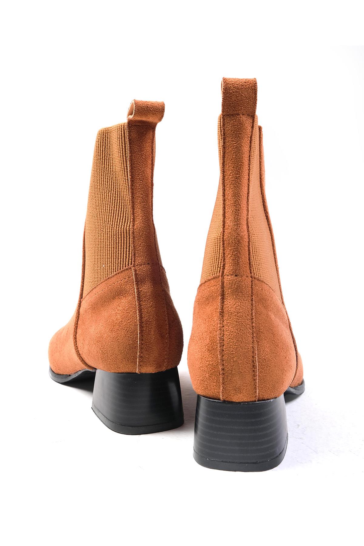 Shania Taba Renk Süet Küt Burunlu Lastikli Bot