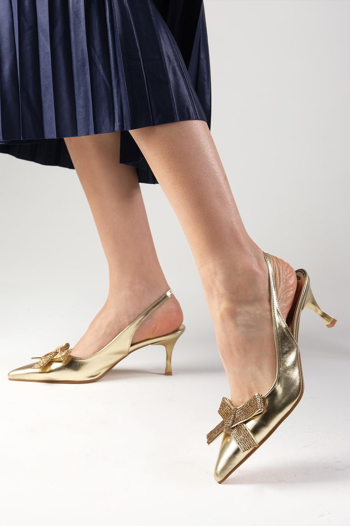 Sheila Altın Renk Abiye Ayakabbı