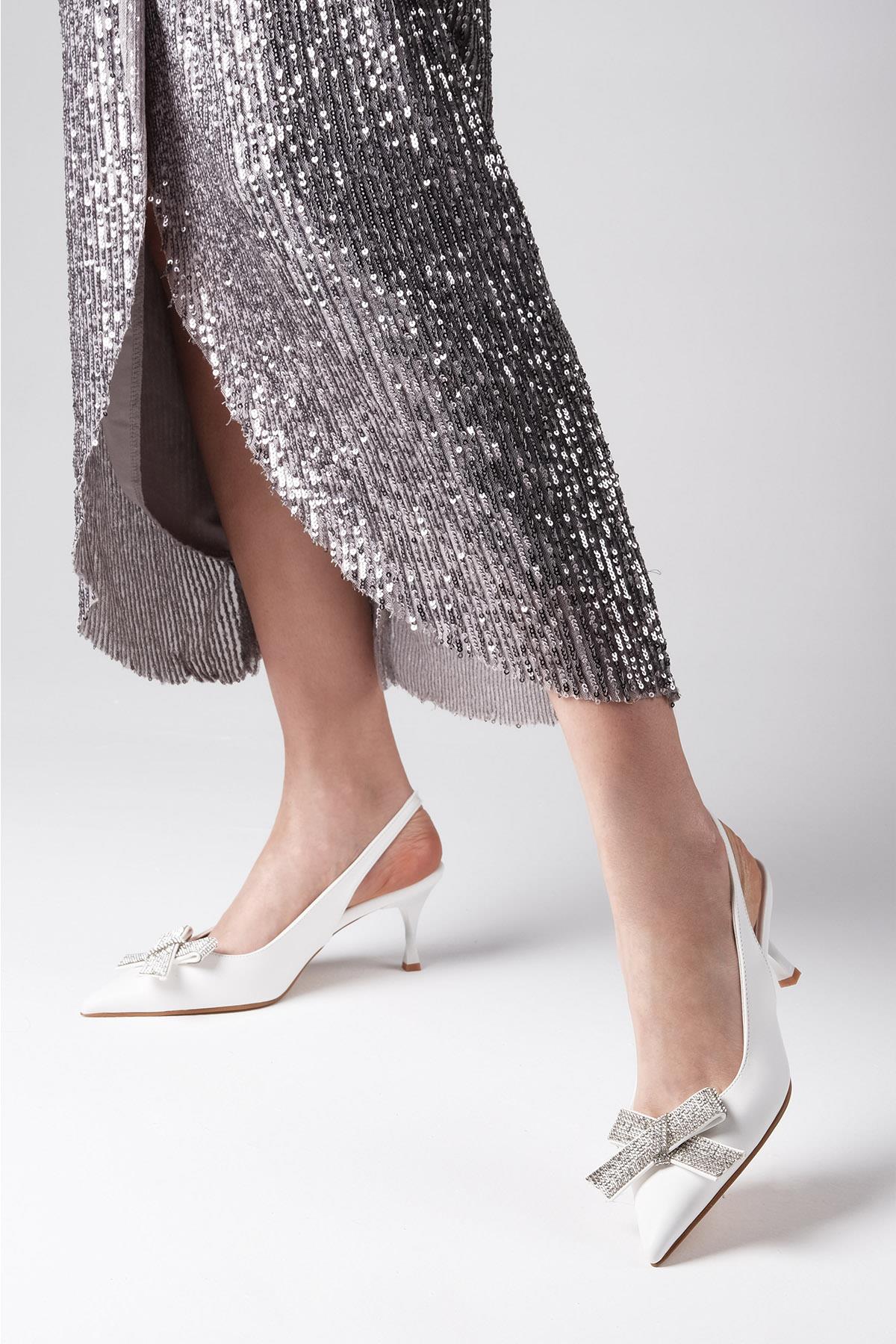 Sheila Beyaz Renk Abiye Ayakkabı