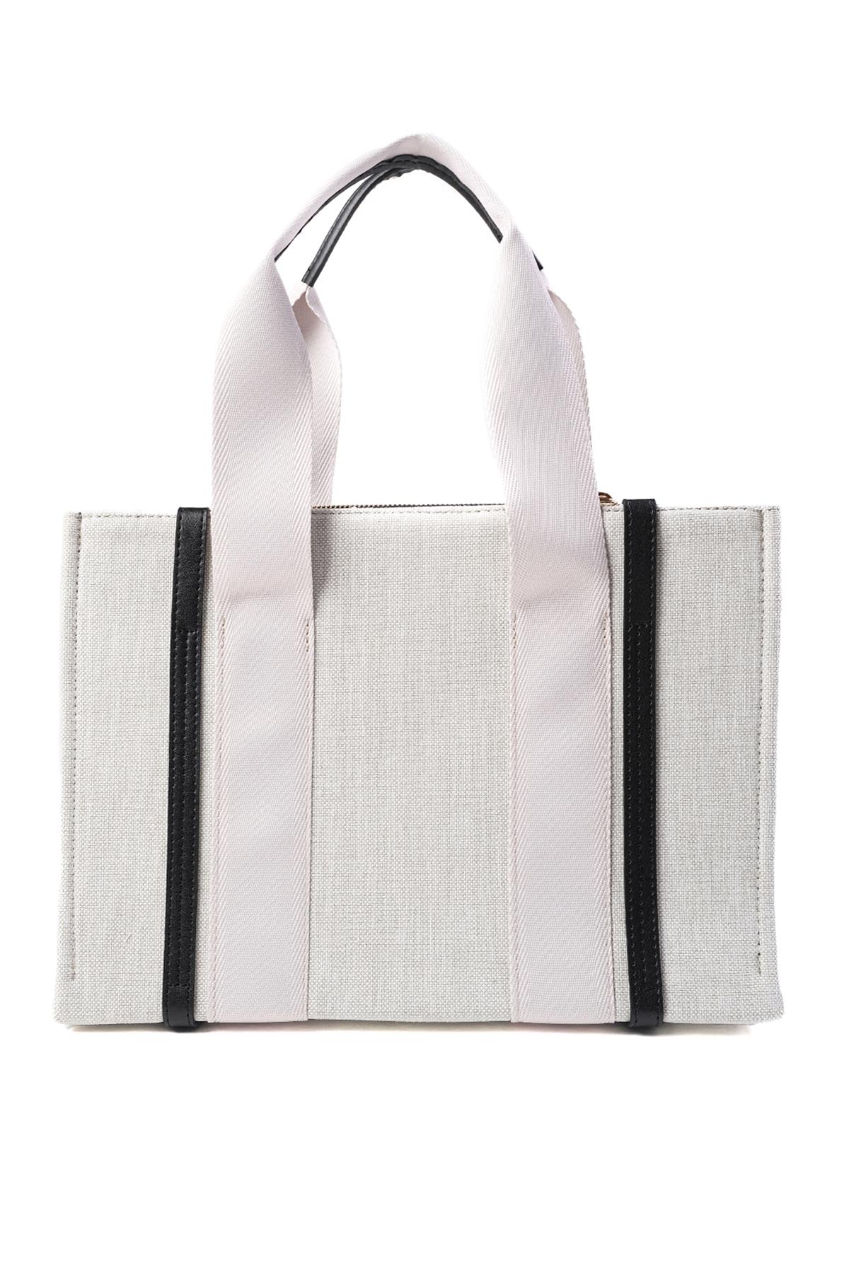 Siyah Biyeli Bej Renk Kanvas El Ve Omuz Çantası