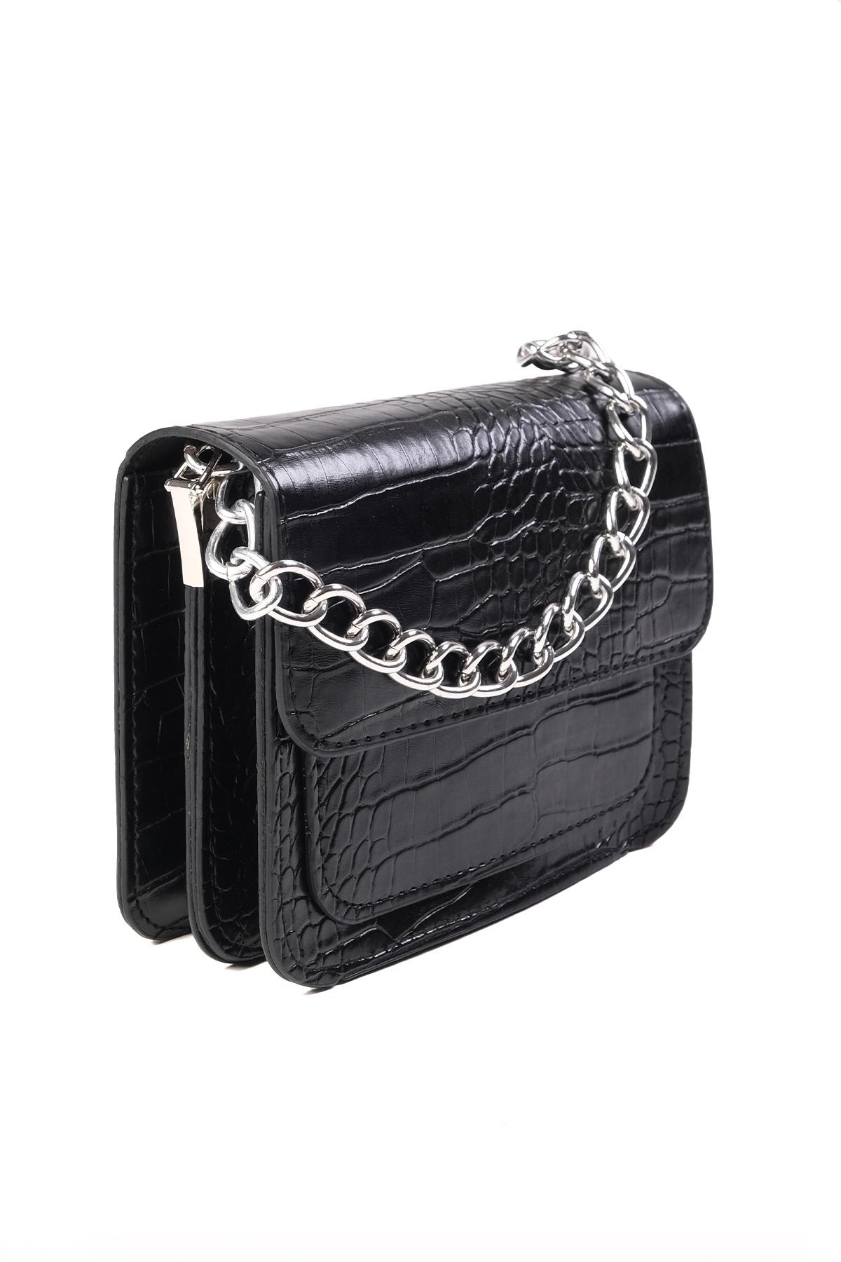 Siyah Renk Küçük Boy El ve Omuz Çantası