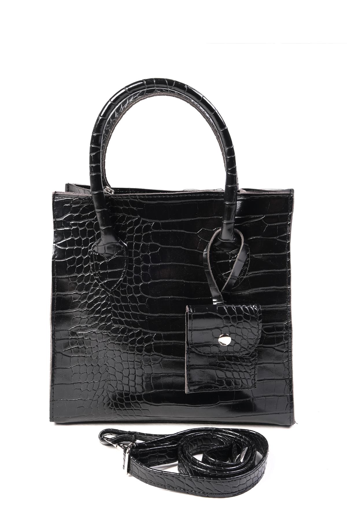 Siyah Renk Orta Boy El ve Omuz Çantası